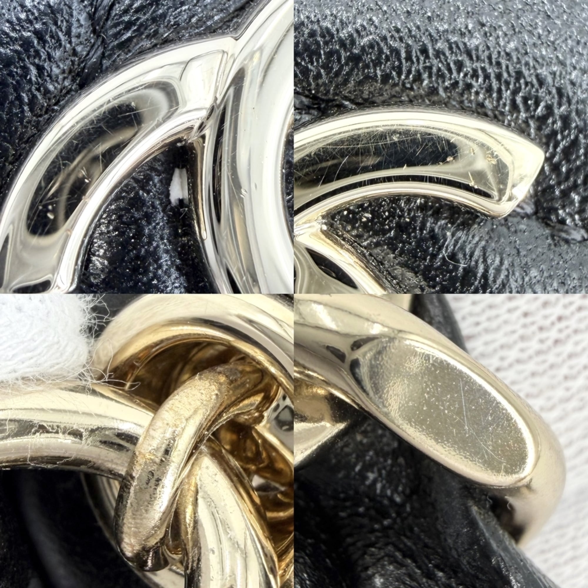 Chanel Black White Leather Handbag Pouch (Pre-Owned)