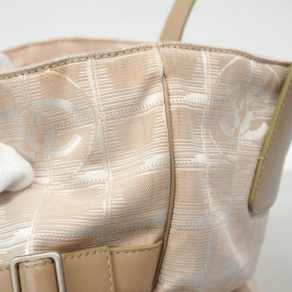 Chanel Beige Nylon Canvas Tote Bag (Pre-Owned)