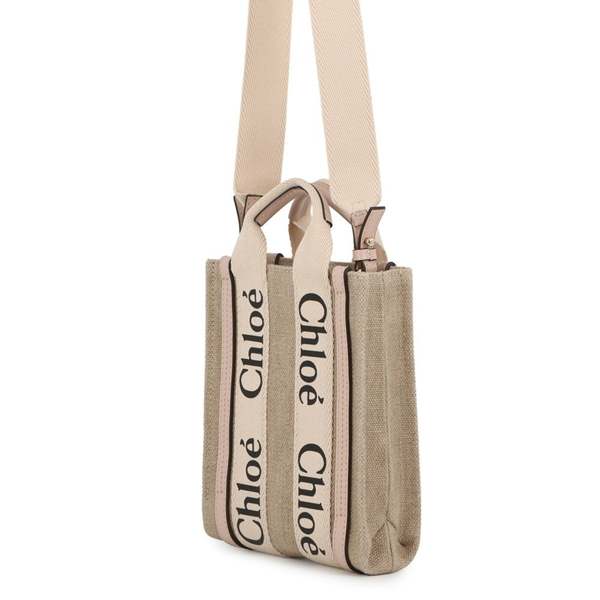 Chloé Beige Pink Canvas Leather Handbag (Pre-Owned)