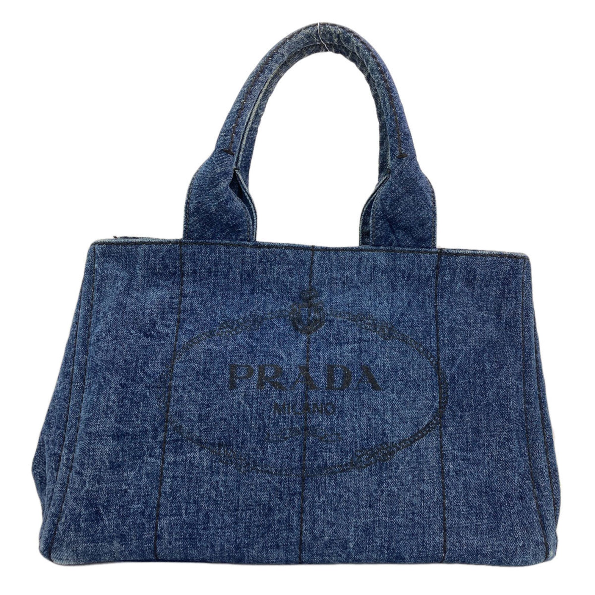 Prada Canapa Blue Denim Tote Bag (Pre-Owned)
