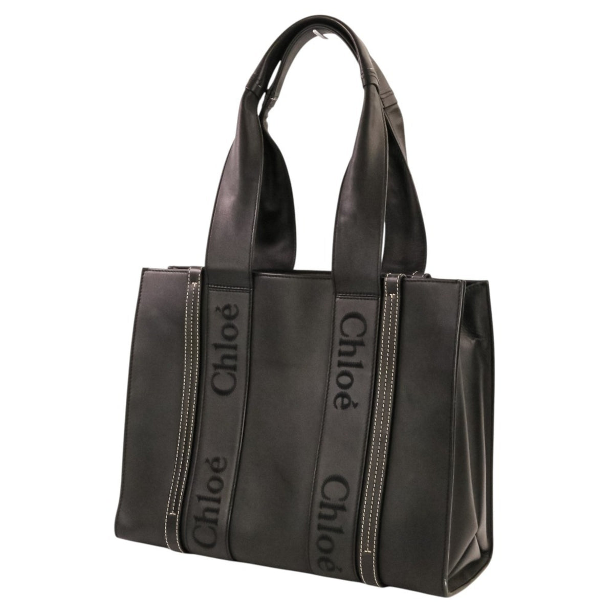 Chloé Black Leather Handbag Tote Bag (Pre-Owned)
