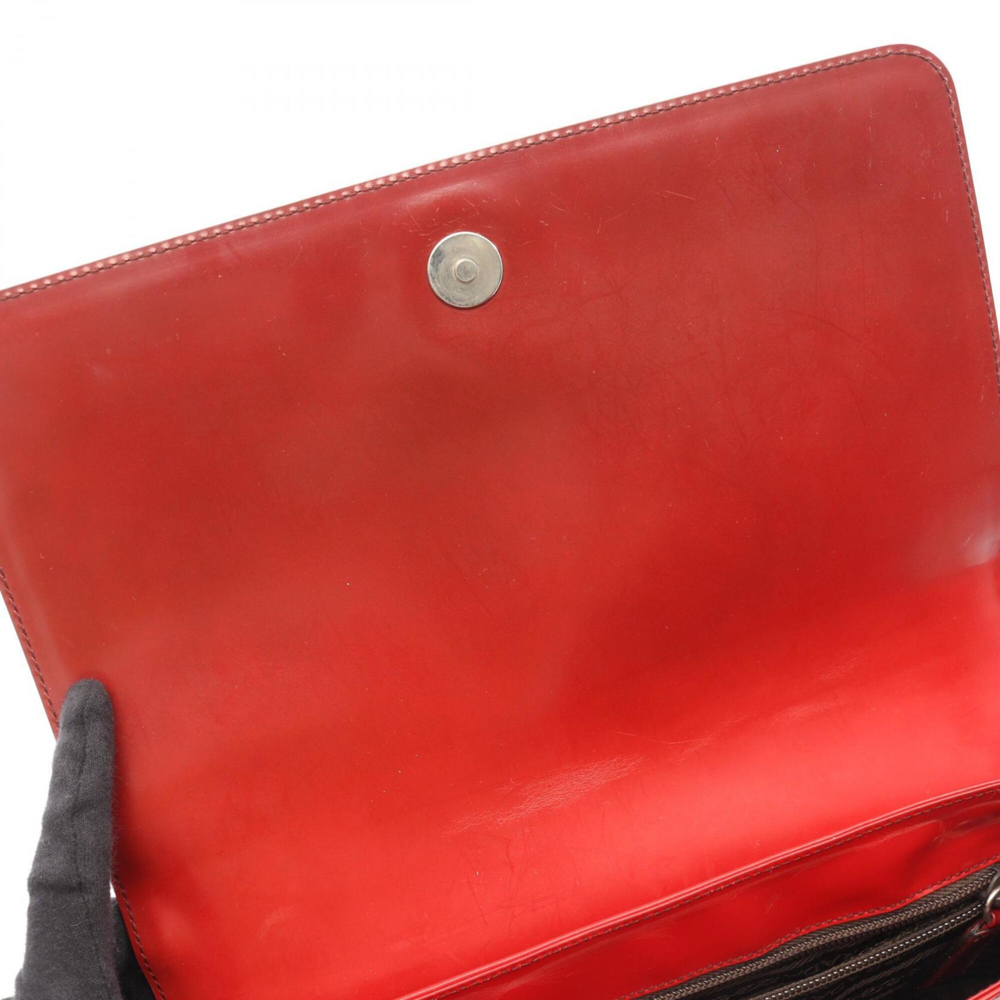 Prada Bordeaux Leather Handbag Shoulder Bag (Pre-Owned)