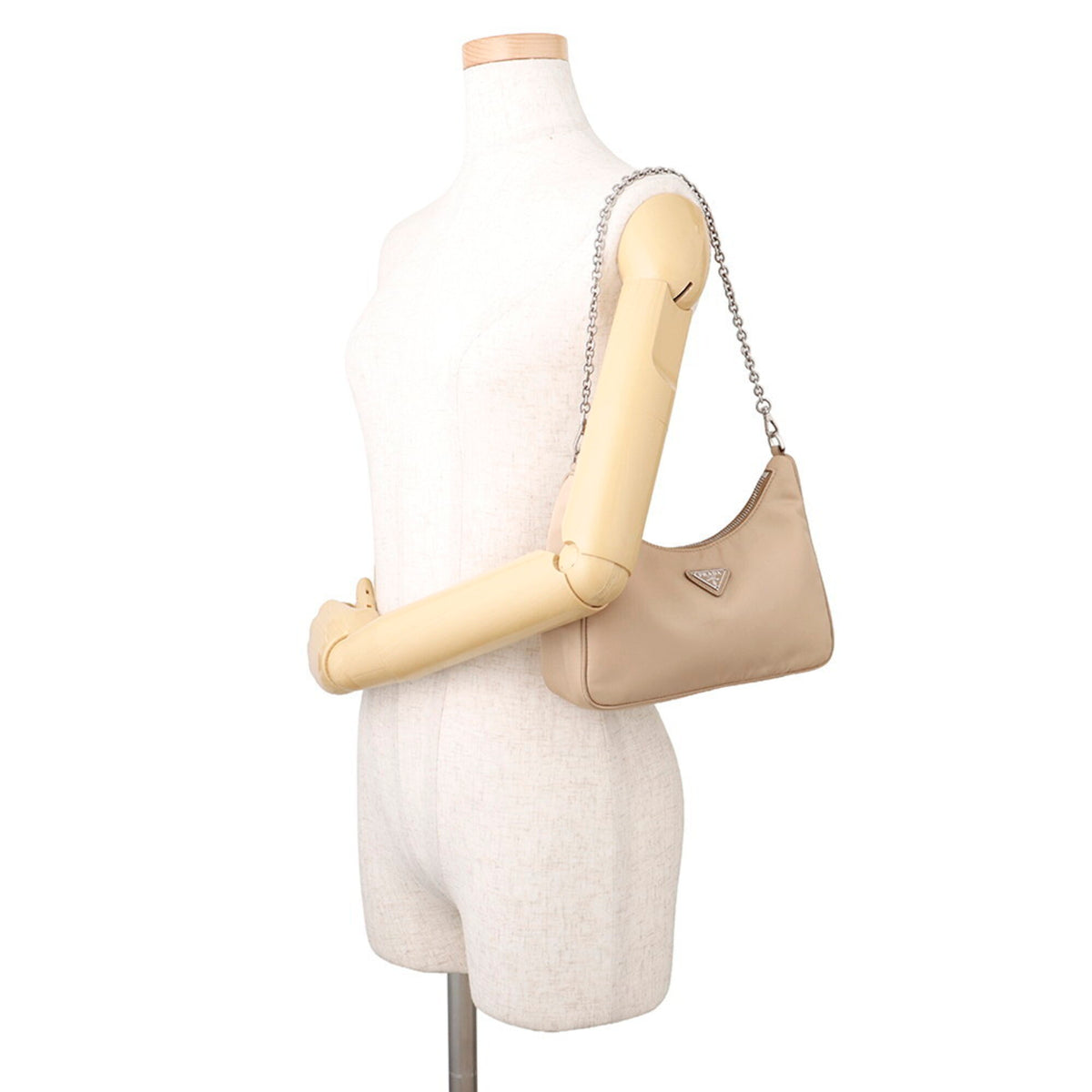 Prada Beige Nylon Handbag Shoulder Bag (Pre-Owned)