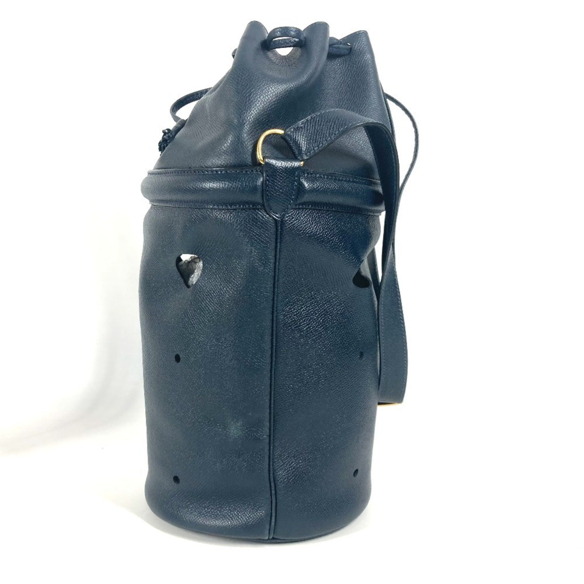 Hermes Navy Leather Shoulder Bag (Pre-Owned)