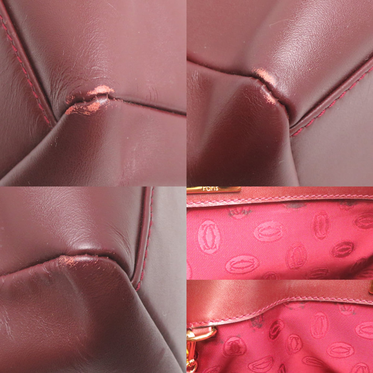 Cartier Bordeaux Red Color Leather Shoulder Bag (Pre-Owned)