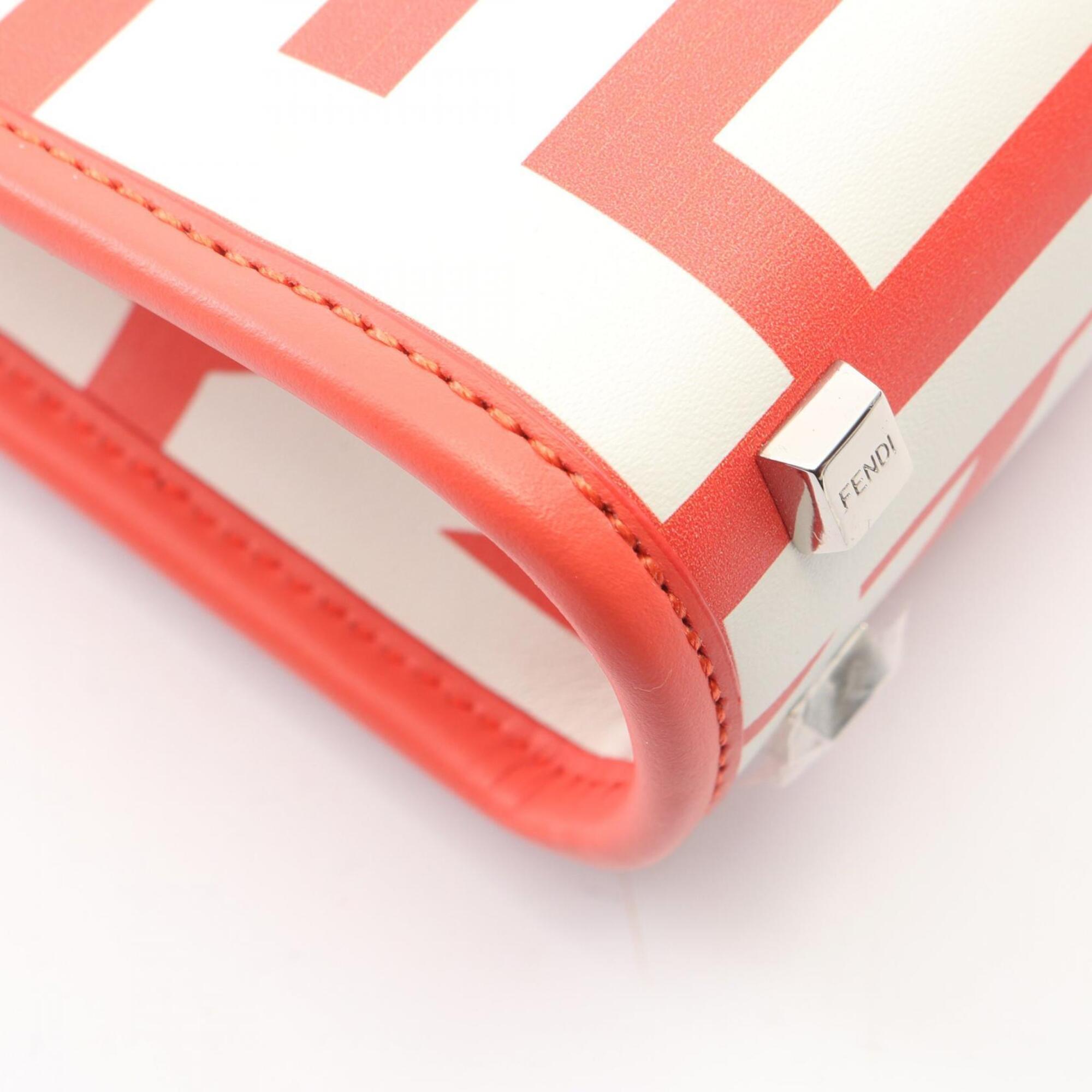 Fendi Red Color White Leather Handbag (Pre-Owned)