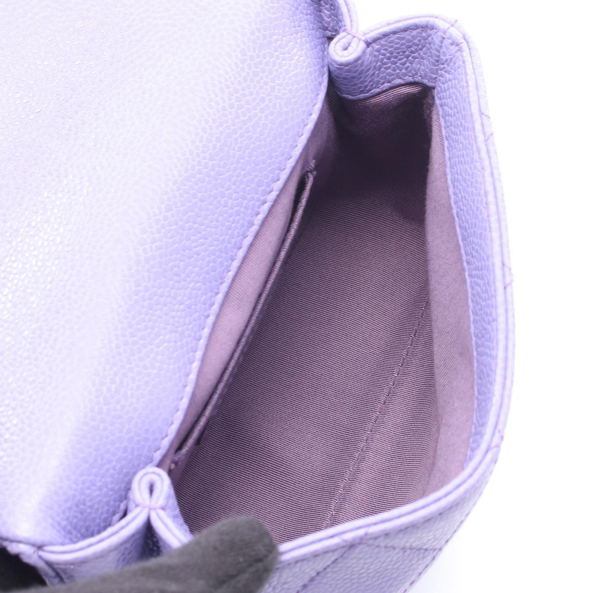 Chanel Purple Grained Calfskin Handbag Shoulder Bag (Pre-Owned)