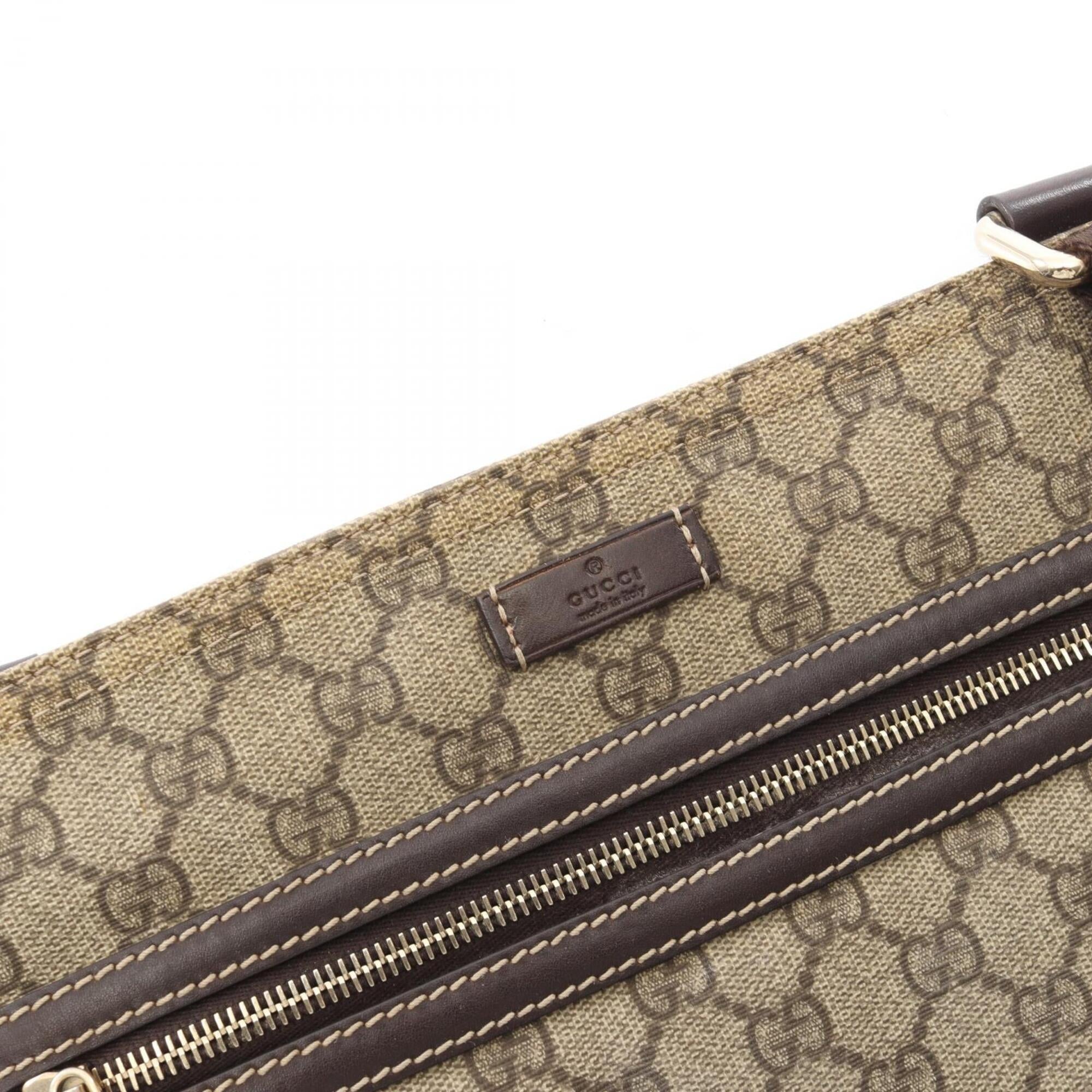 Gucci Beige Brown Coated Canvas Leather Handbag Shoulder Bag (Pre-Owned)