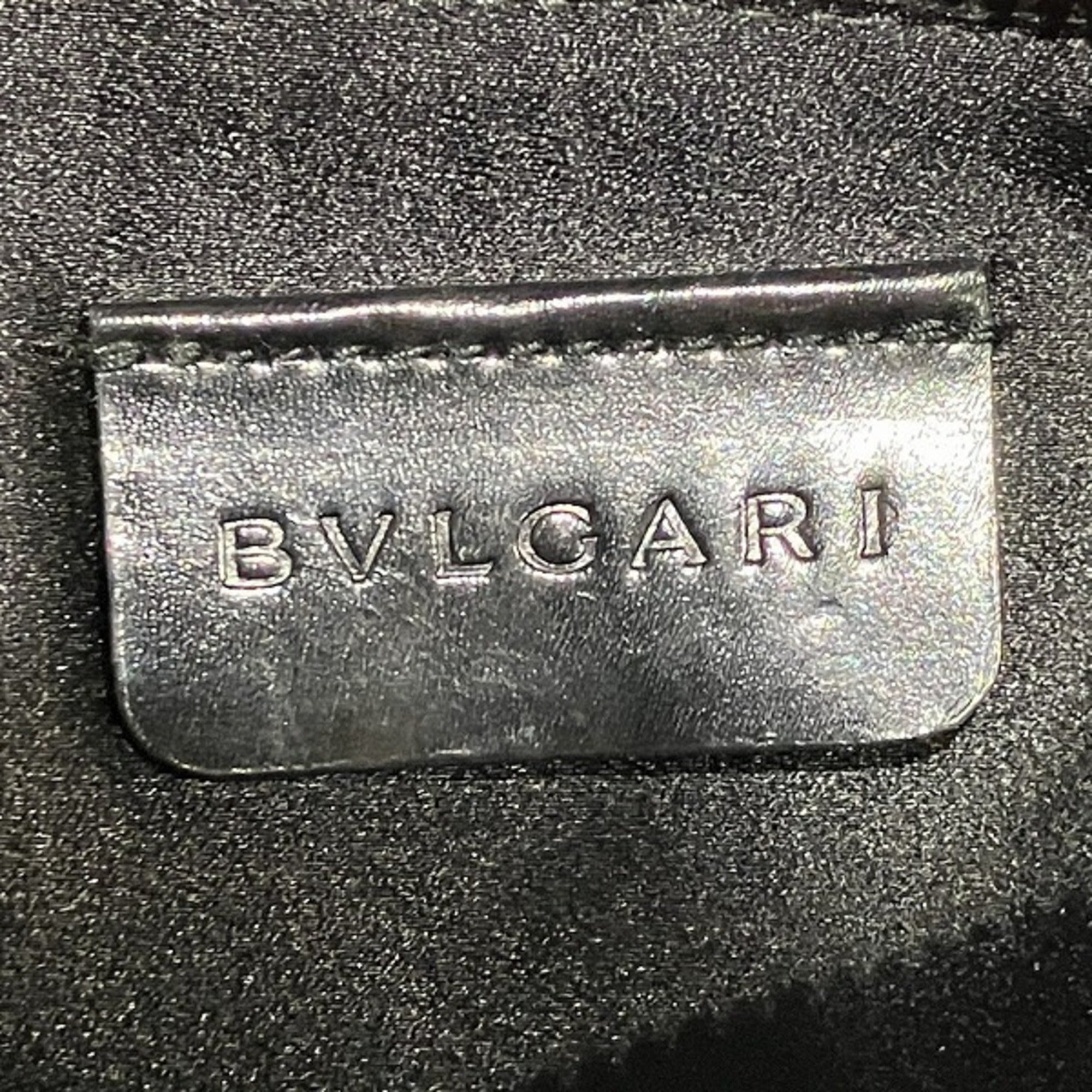 Bvlgari Bvlgari Bvlgari Black White Canvas Leather Handbag Shoulder Bag (Pre-Owned)