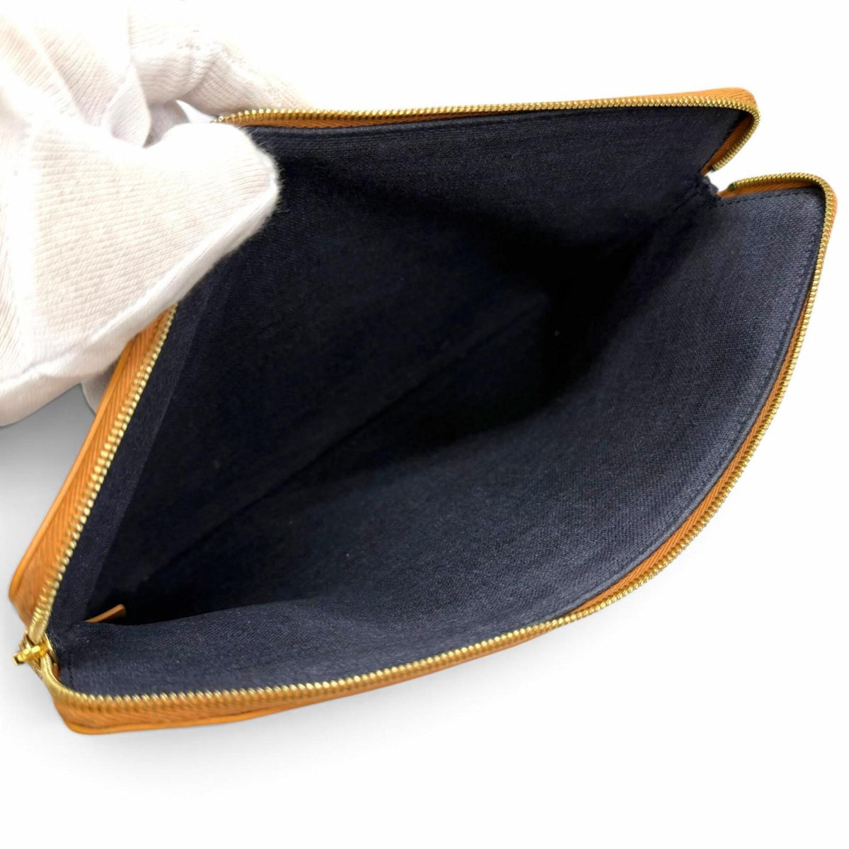 Celine Navy Canvas Leather Clutch Bag Pouch (Pre-Owned)