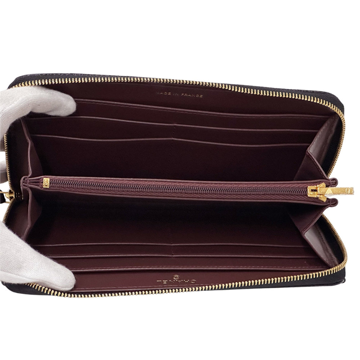 Chanel Black Grained Calfskin Long Wallet (Bi-Fold) (Pre-Owned)