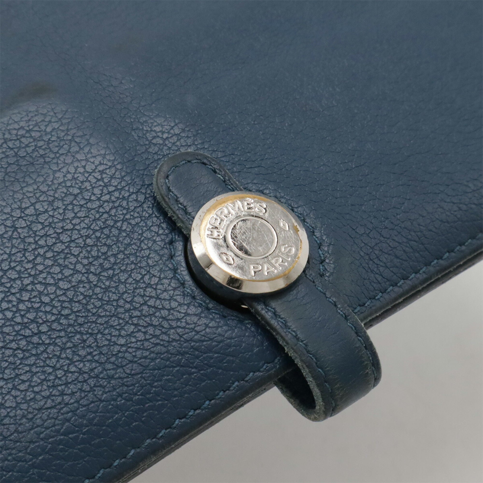 Hermes Blue Leather Long Wallet (Bi-Fold) (Pre-Owned)