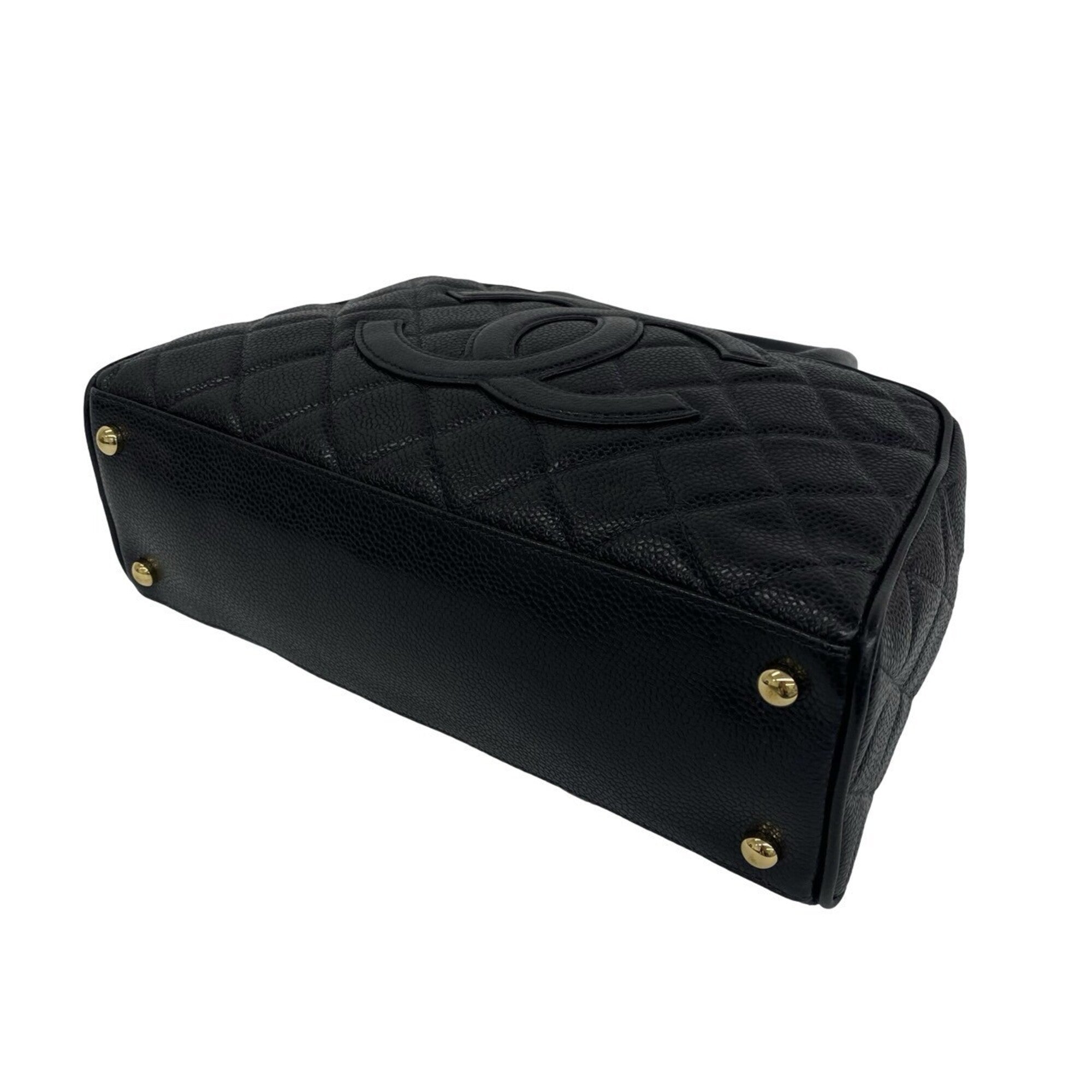 Chanel Black Grained Calfskin Boston Bag Handbag (Pre-Owned)