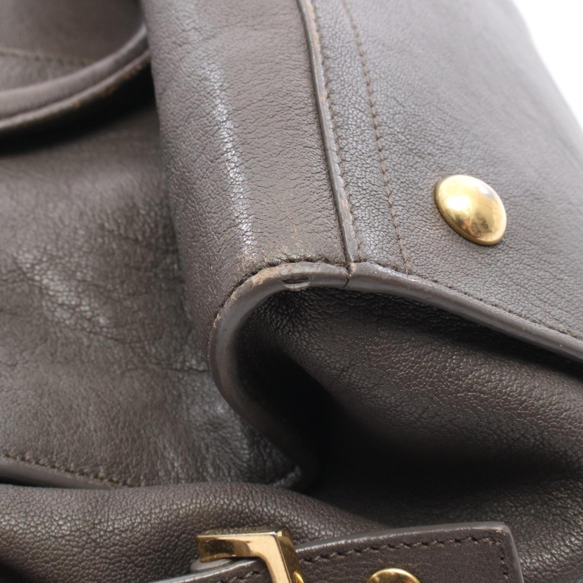 Yves Saint Laurent Gray Leather Handbag (Pre-Owned)