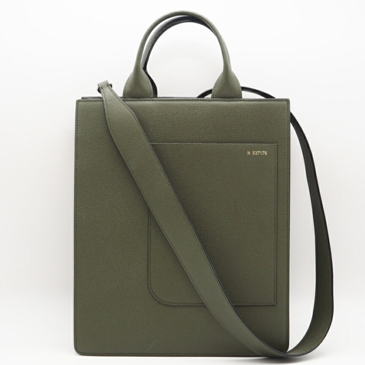 Valextra Khaki Leather Shoulder Bag (Pre-Owned)