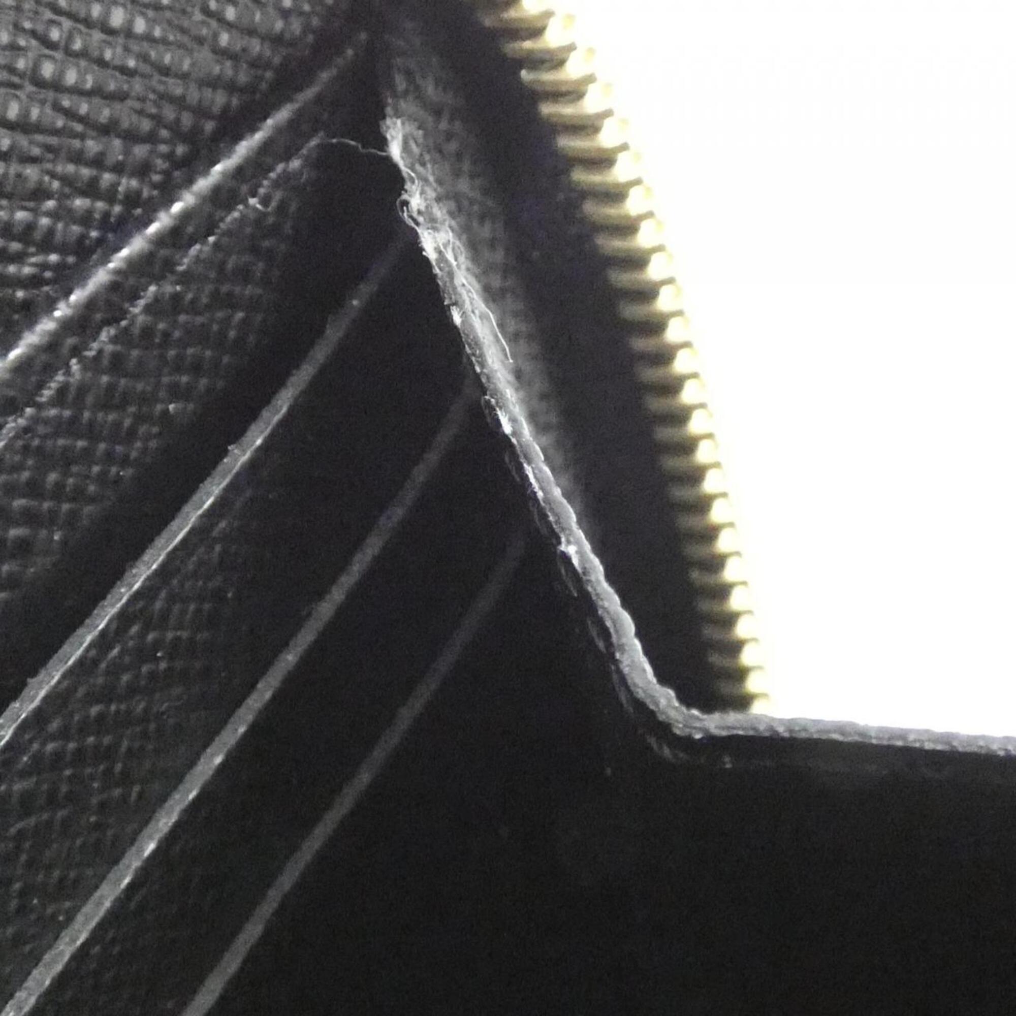 Louis Vuitton Black Leather Long Wallet (Bi-Fold) (Pre-Owned)