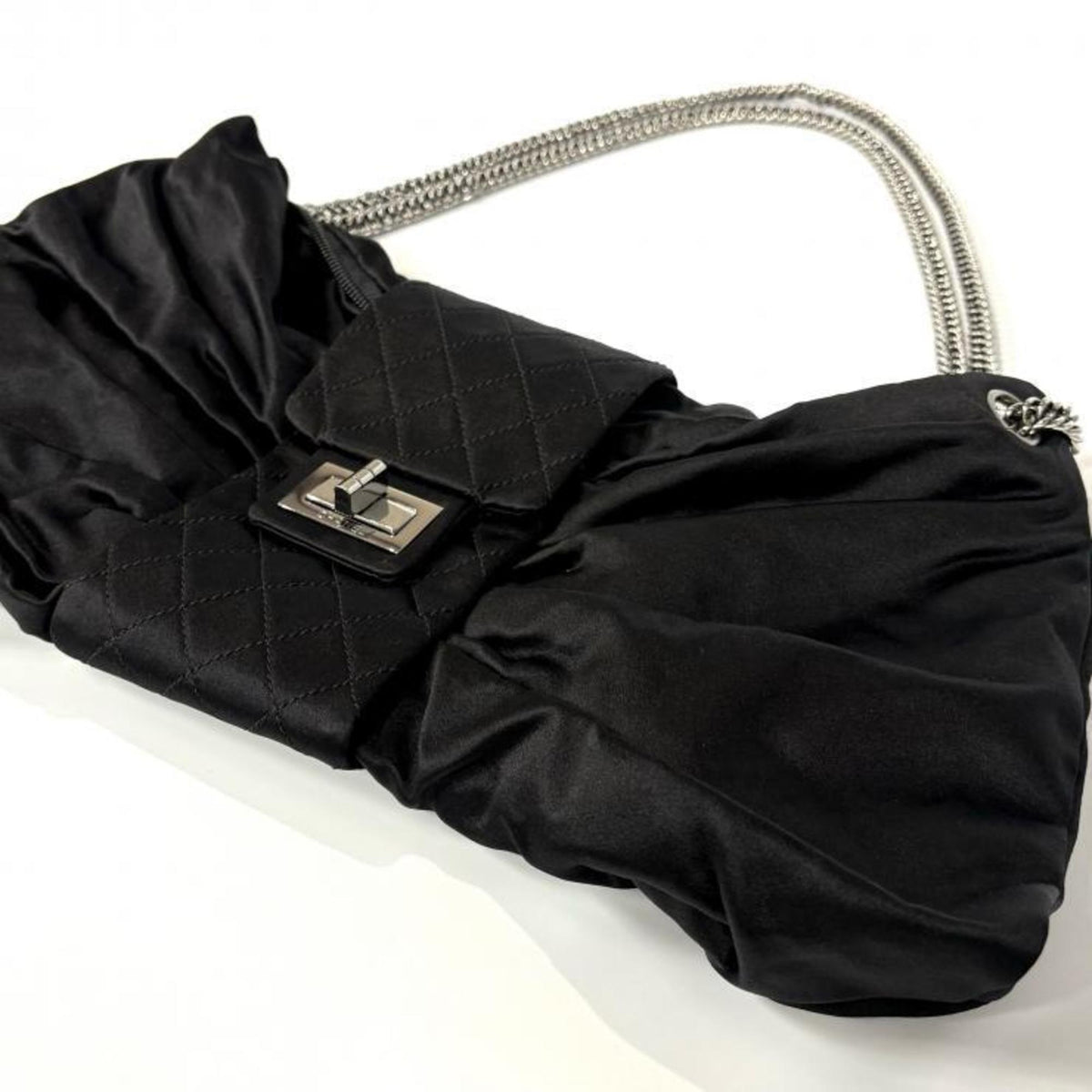 Chanel Black Satin Handbag (Pre-Owned)