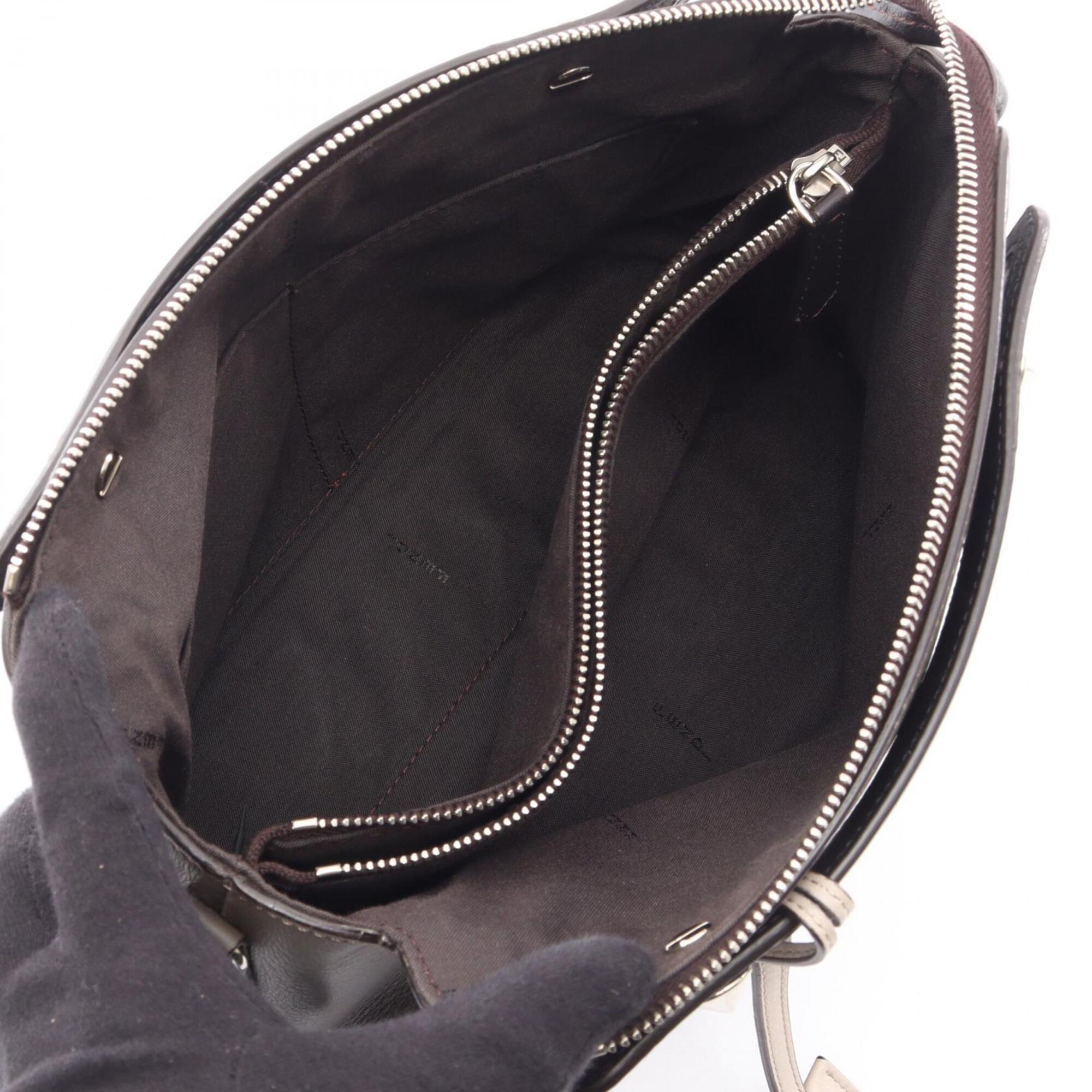 Fendi Black Gray Leather Handbag (Pre-Owned)