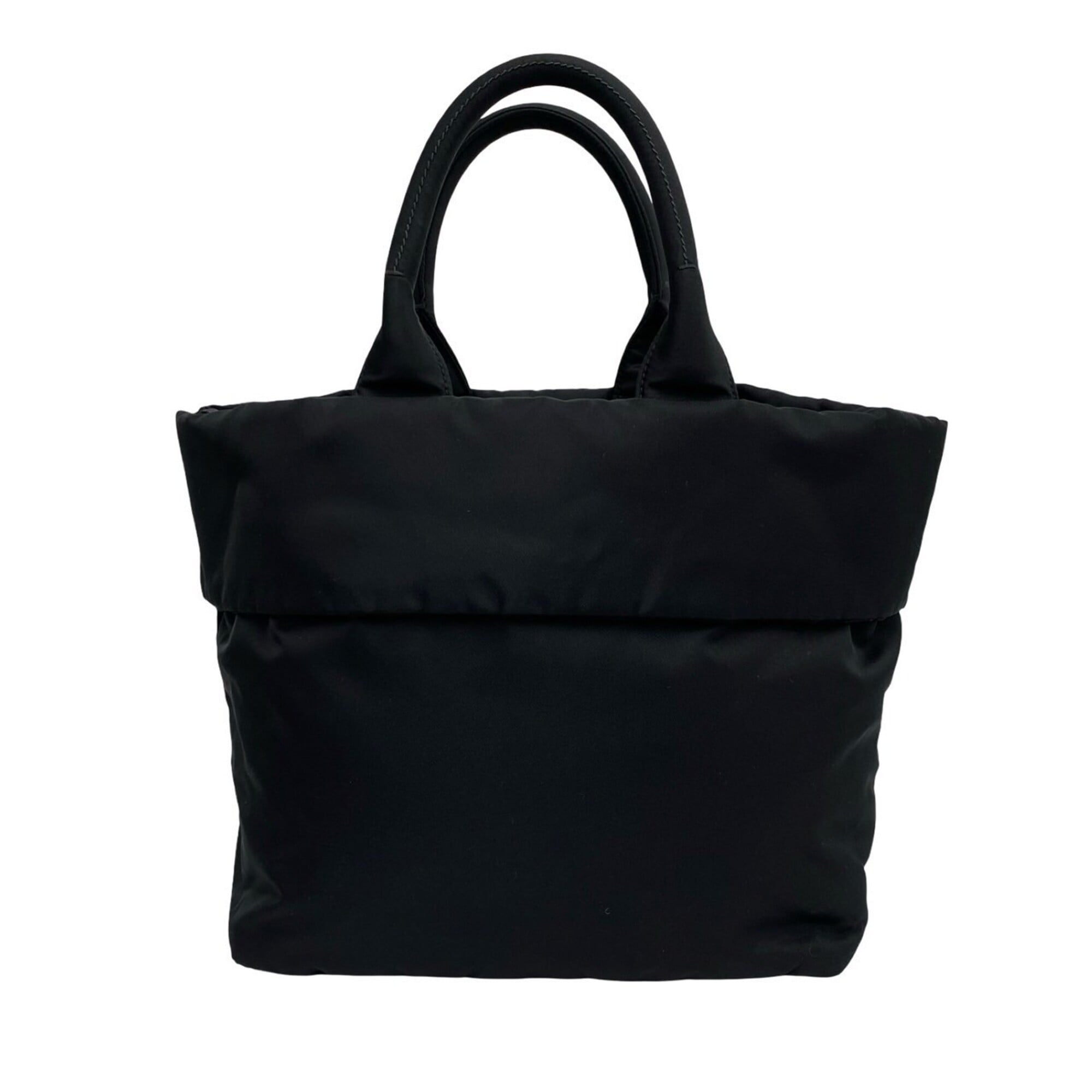 Prada Black Nylon Leather Handbag Shoulder Bag (Pre-Owned)