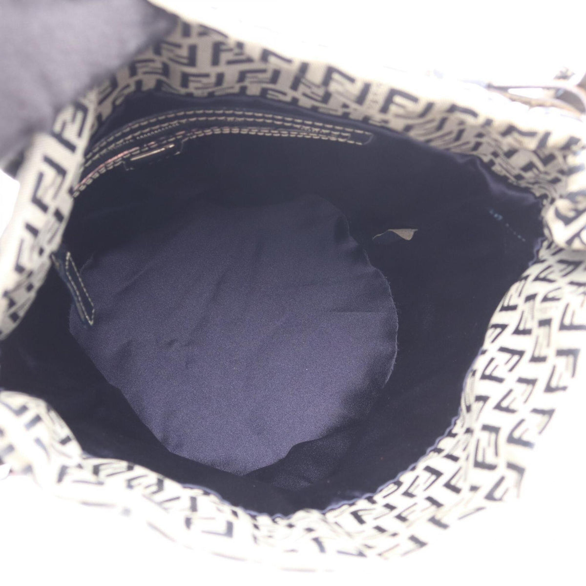 Fendi Gray Navy Canvas Leather Handbag Shoulder Bag (Pre-Owned)