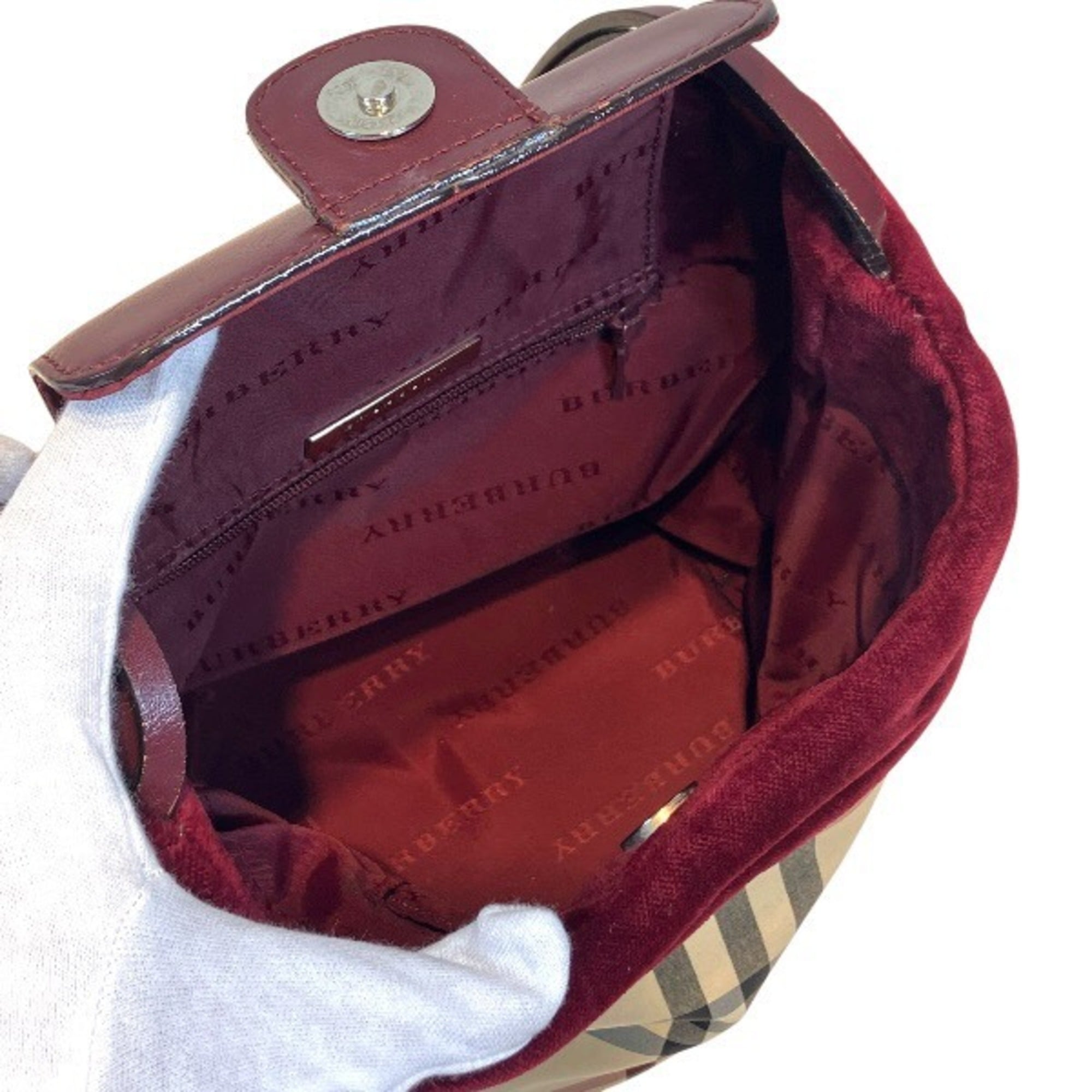 Burberry Beige Bordeaux Canvas Handbag Tote Bag (Pre-Owned)