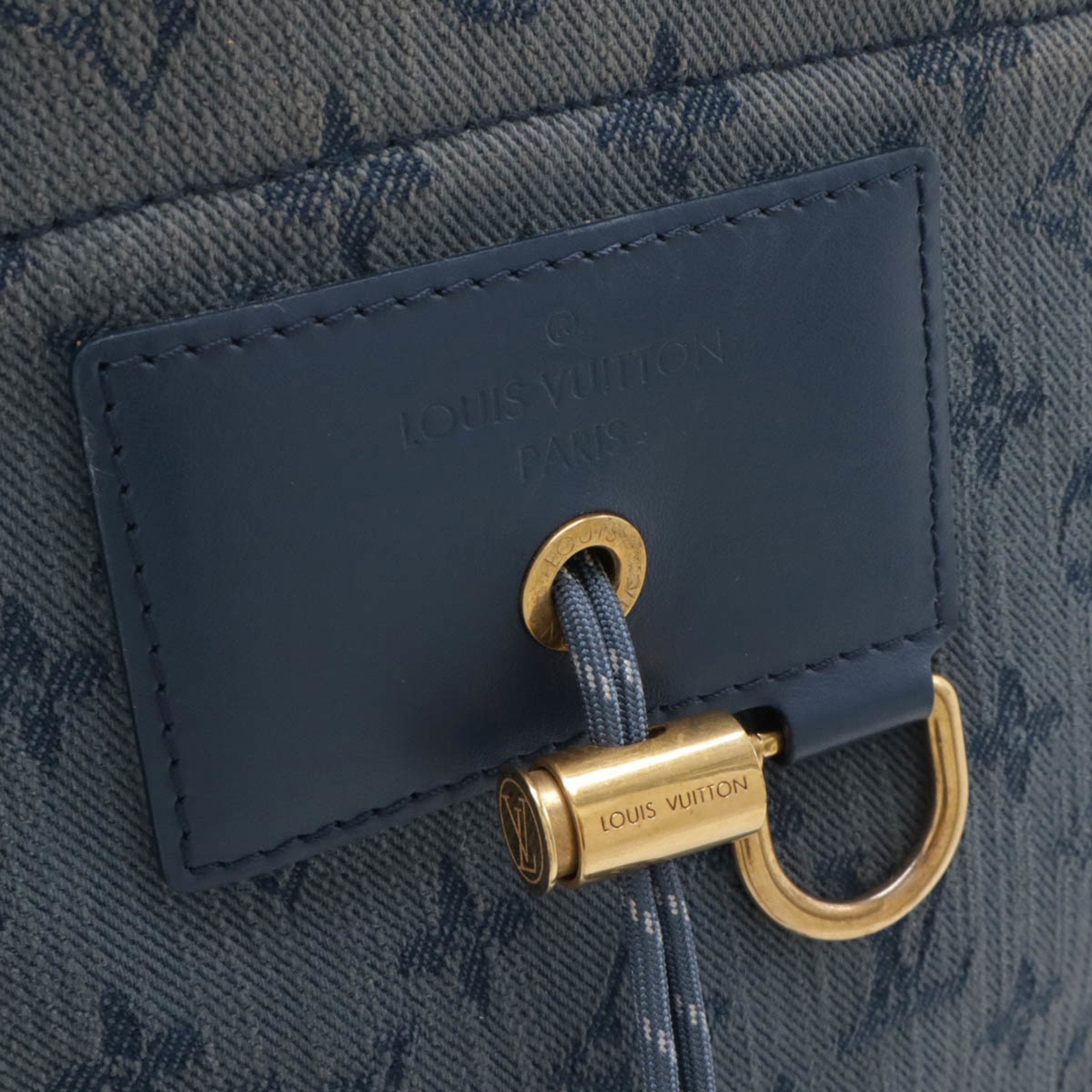 Louis Vuitton Monogram Denim Navy Monogram Denim Leather Backpack Shoulder Bag (Pre-Owned)