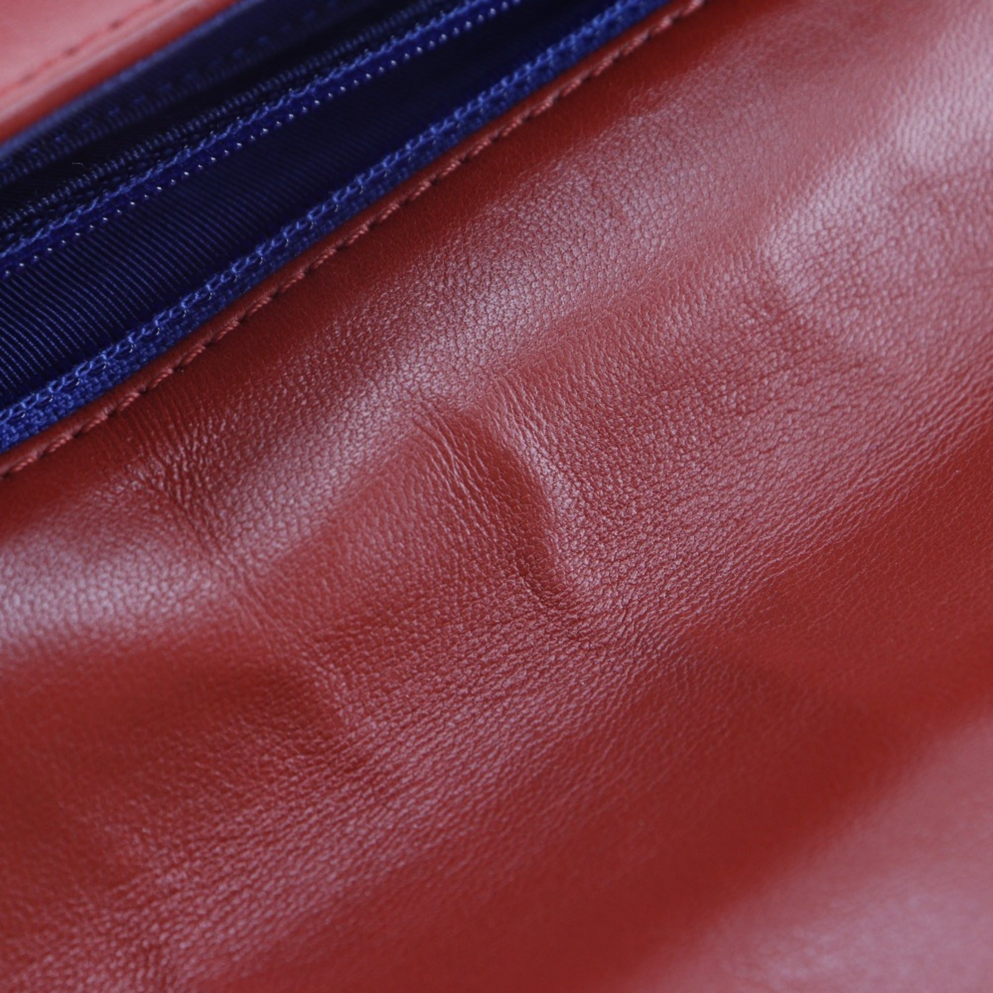 Chanel Navy Red Color Cotton Shoulder Bag (Pre-Owned)