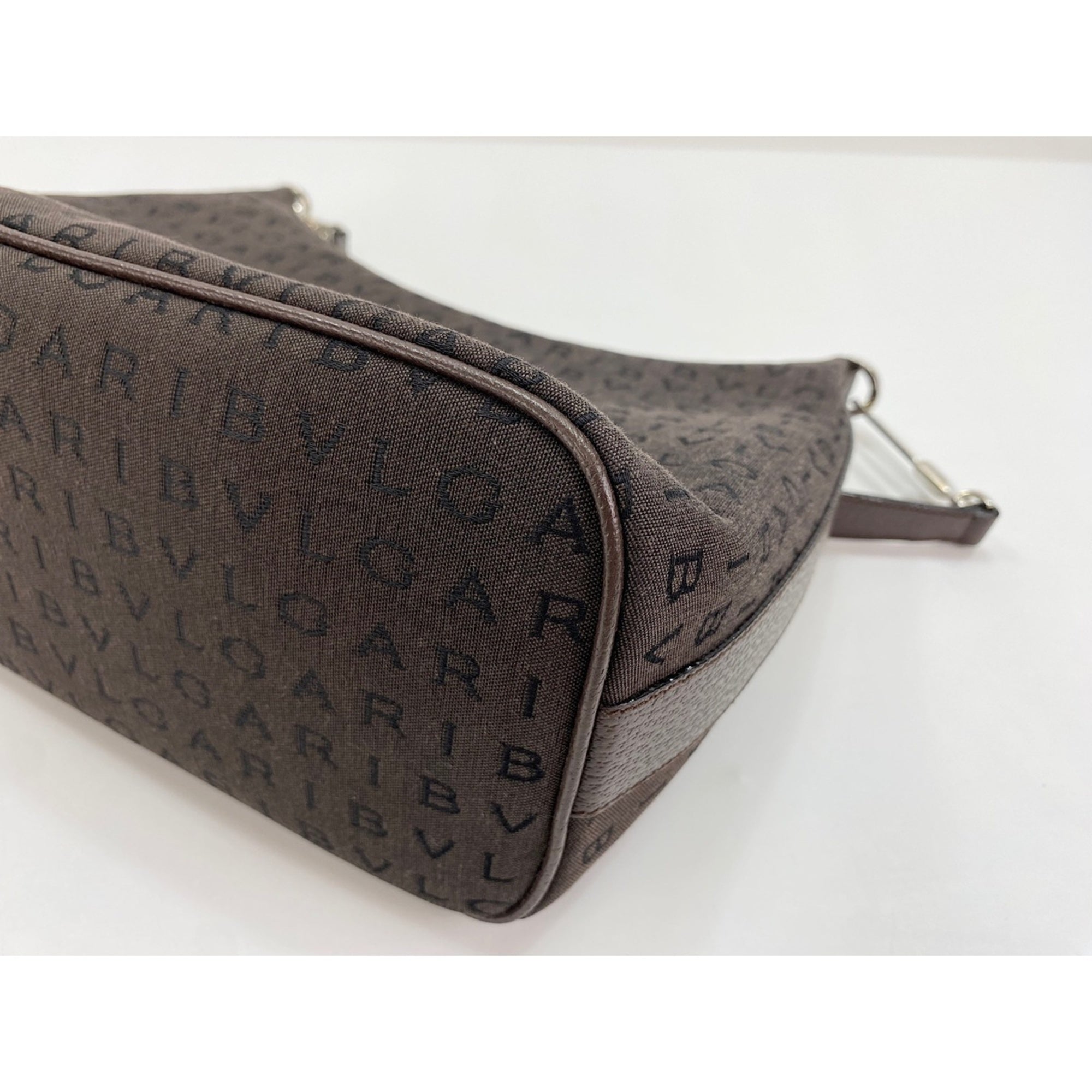 Bvlgari Logomania Brown Canvas Handbag (Pre-Owned)