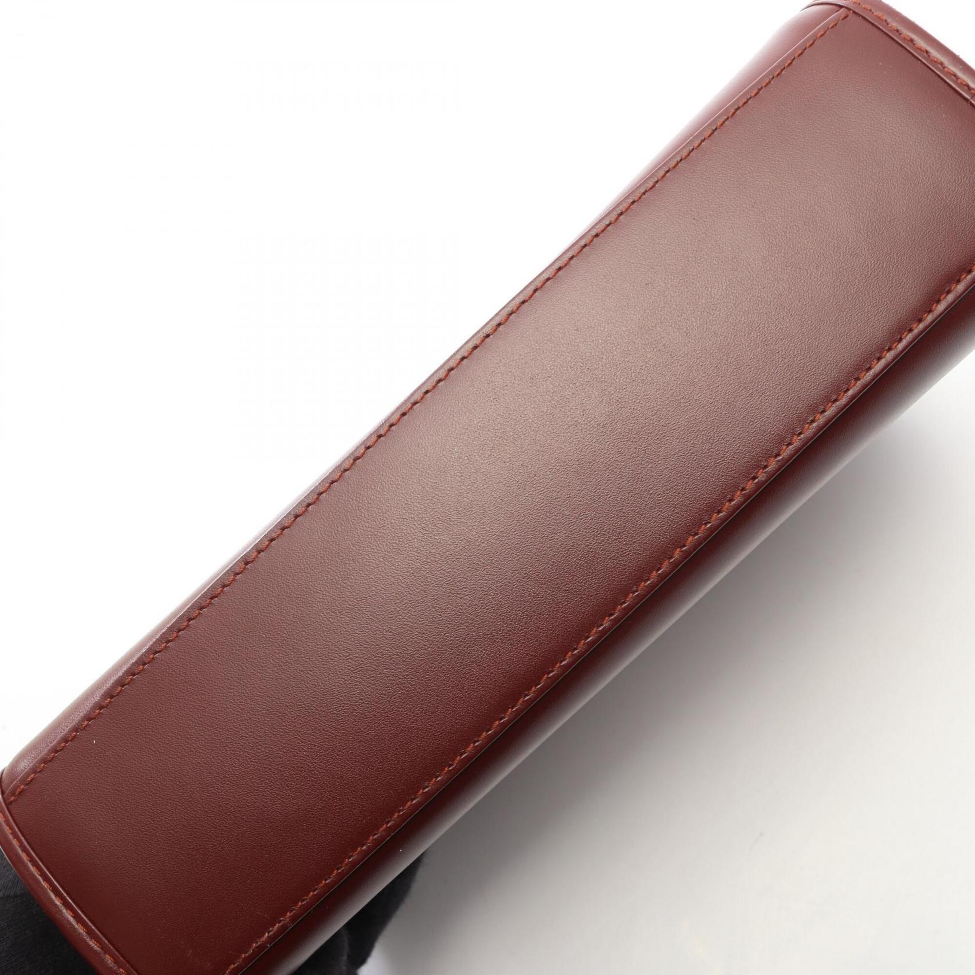 Cartier Bordeaux Leather Clutch Bag Handbag (Pre-Owned)