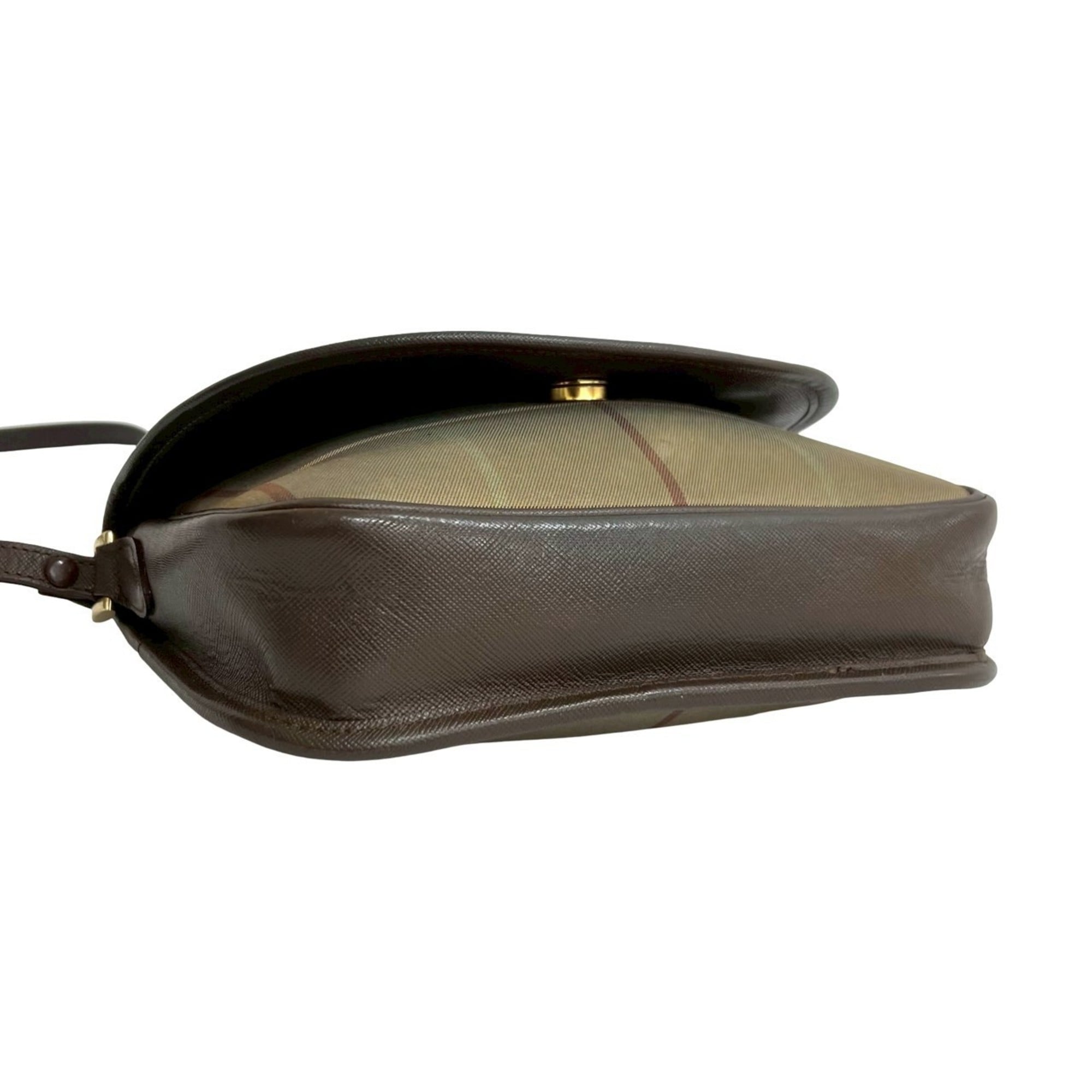 Burberry Brown Khaki Canvas Leather Shoulder Bag (Pre-Owned)
