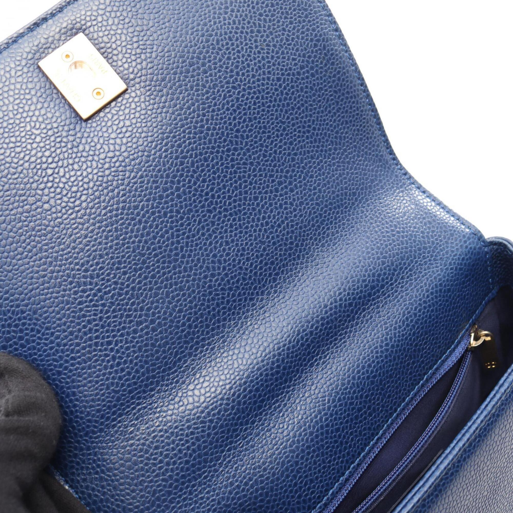 Chanel Blue Leather Handbag Shoulder Bag (Pre-Owned)