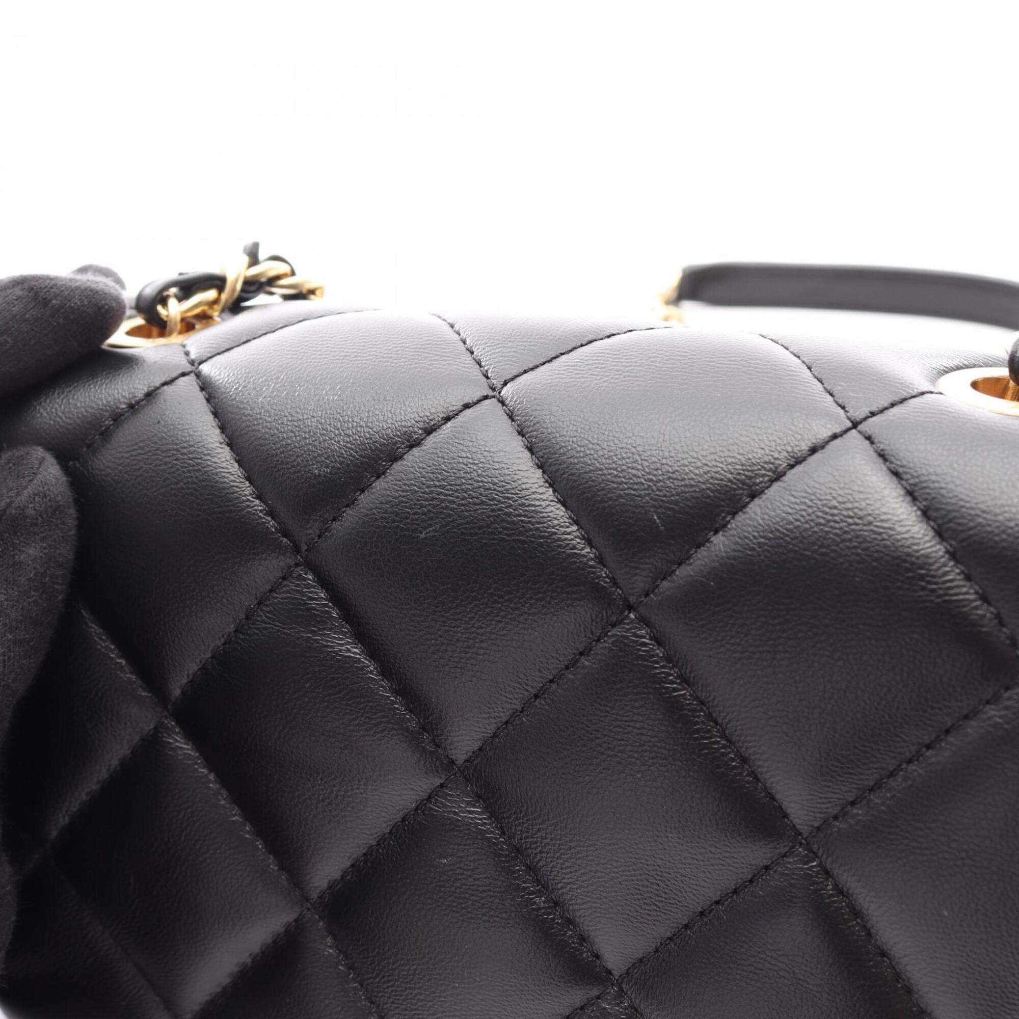 Chanel Matelasse Black Leather Handbag Shoulder Bag (Pre-Owned)