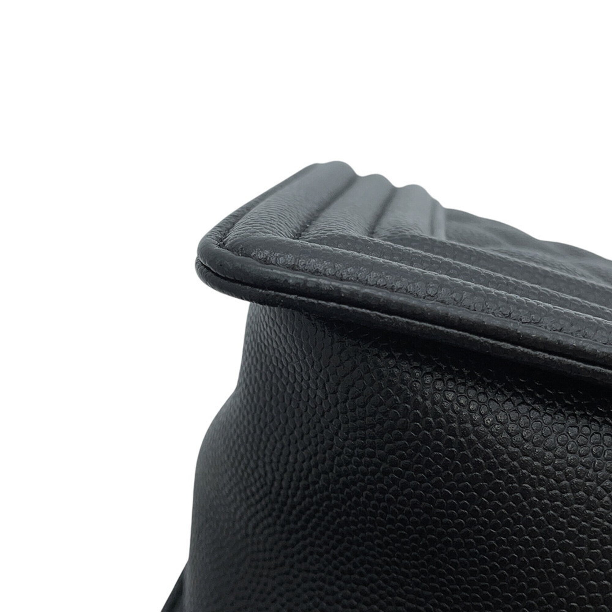 Chanel Black Grained Calfskin Handbag Shoulder Bag (Pre-Owned)