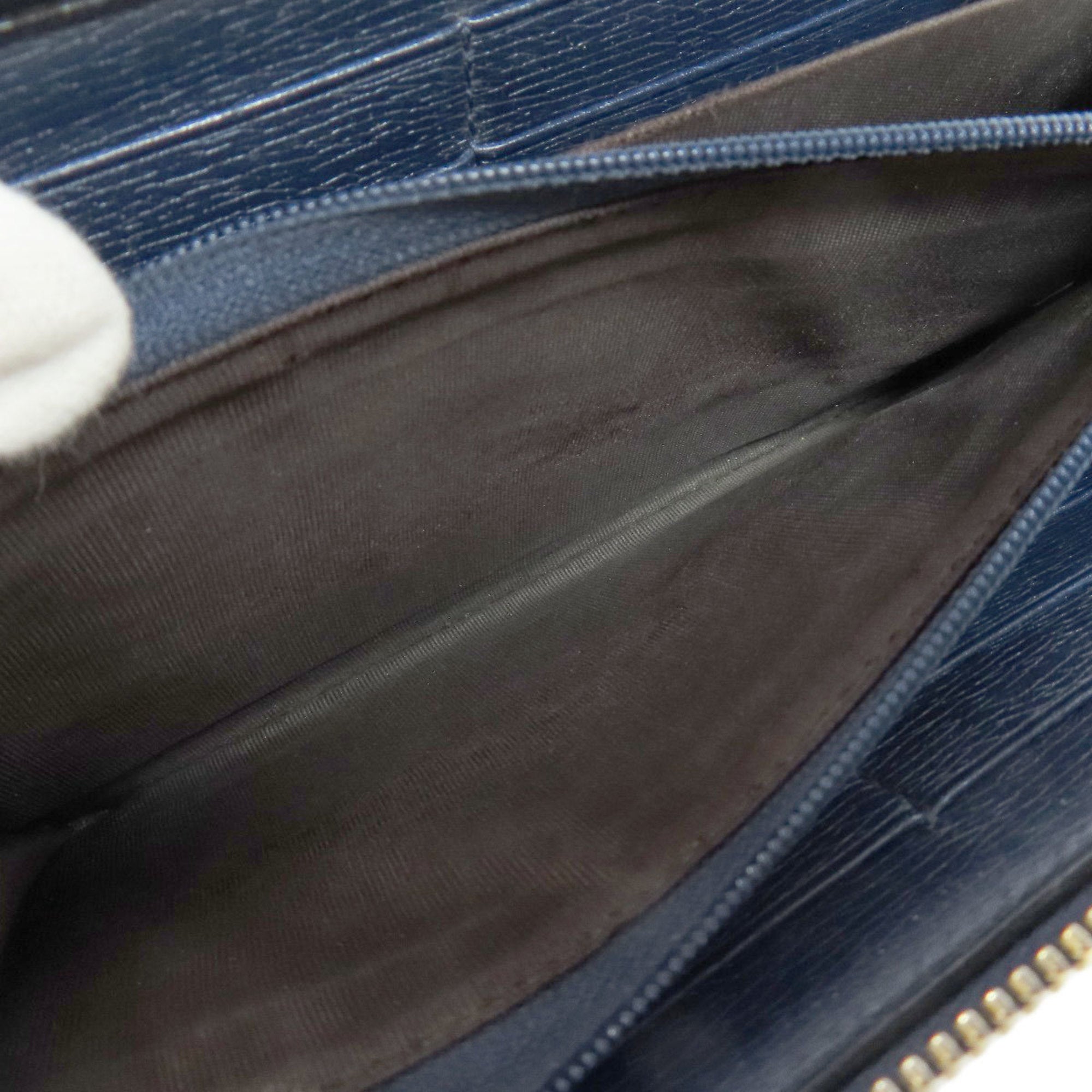 Gucci Navy Leather Long Wallet (Bi-Fold) (Pre-Owned)