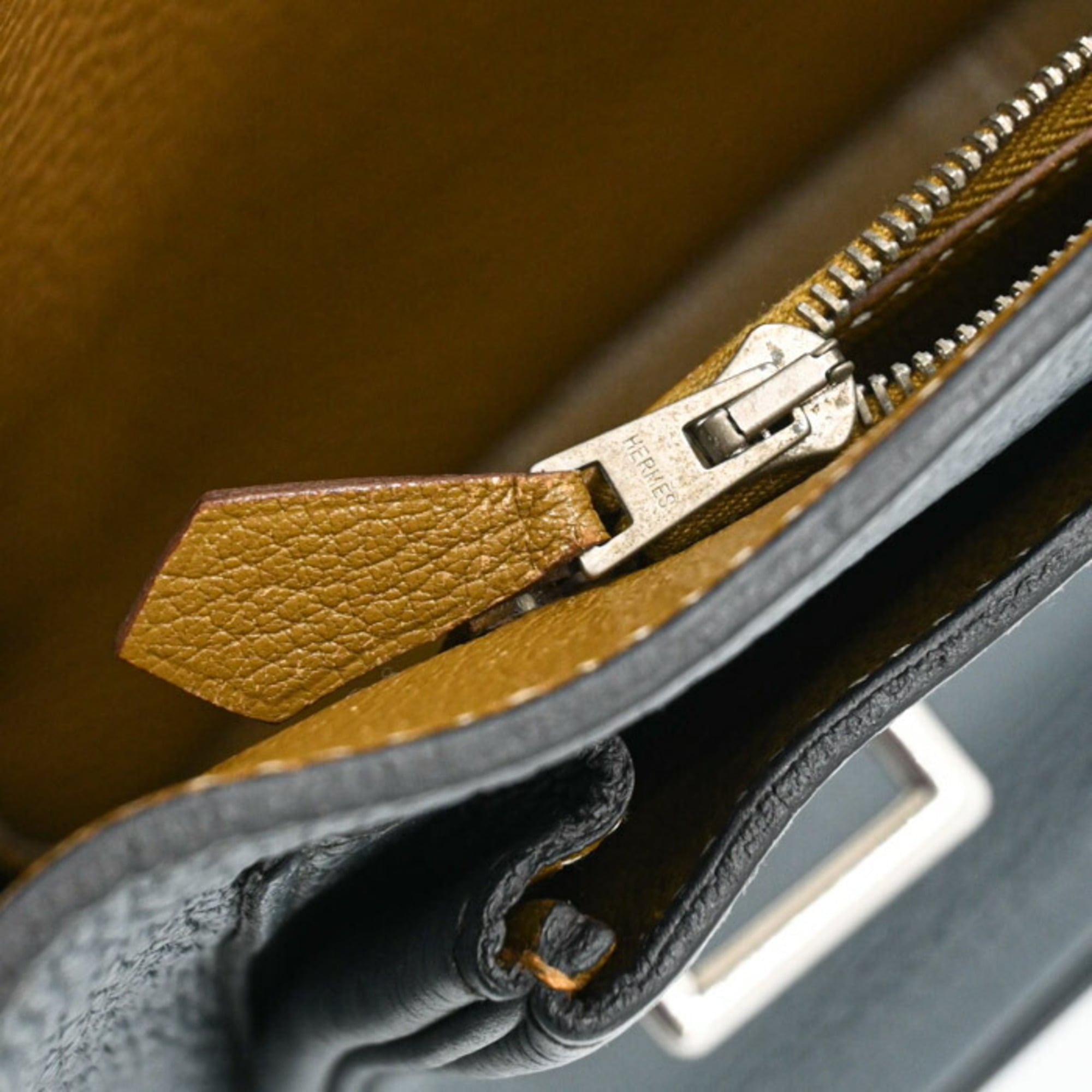 Hermes Blue Brown Taurillon Clemence Leather Leather Shoulder Bag (Pre-Owned)