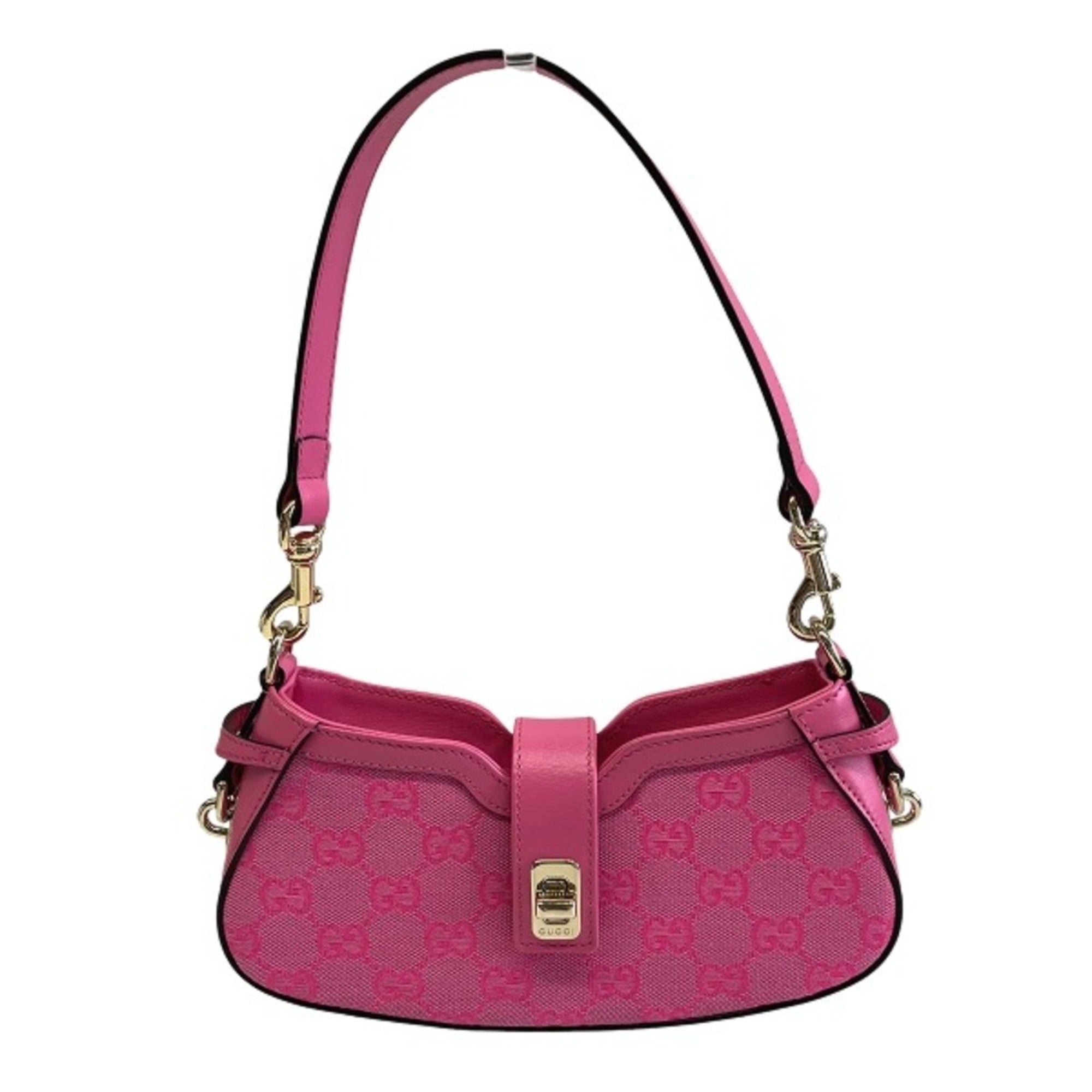 Gucci Pink Gg Canvas Leather Shoulder Bag (Pre-Owned)