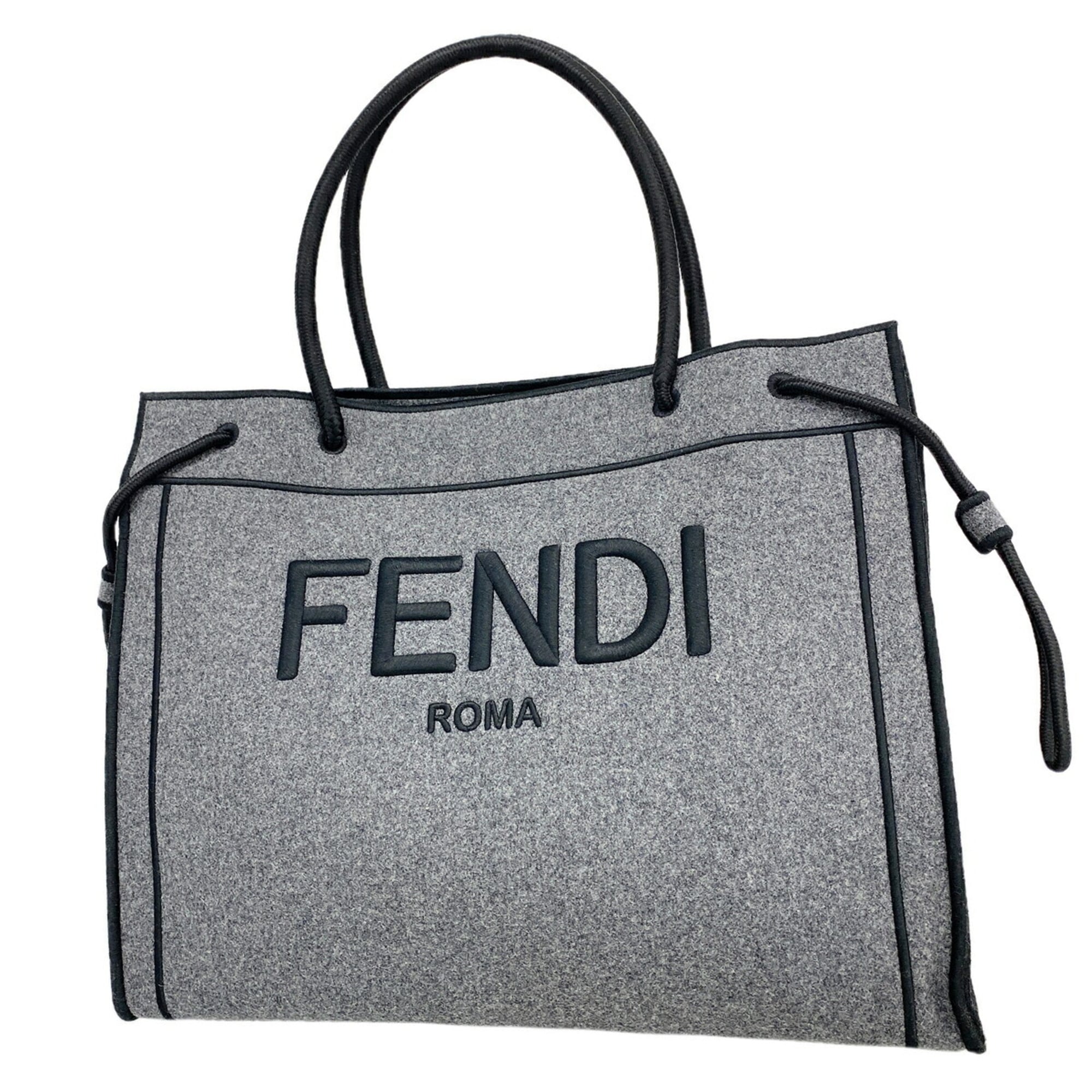 Fendi Gray Felt Tote Bag (Pre-Owned)