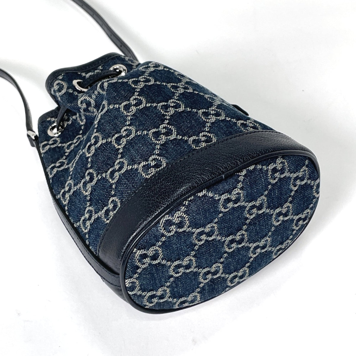 Gucci Dark Blue Denim Leather Shoulder Bag (Pre-Owned)