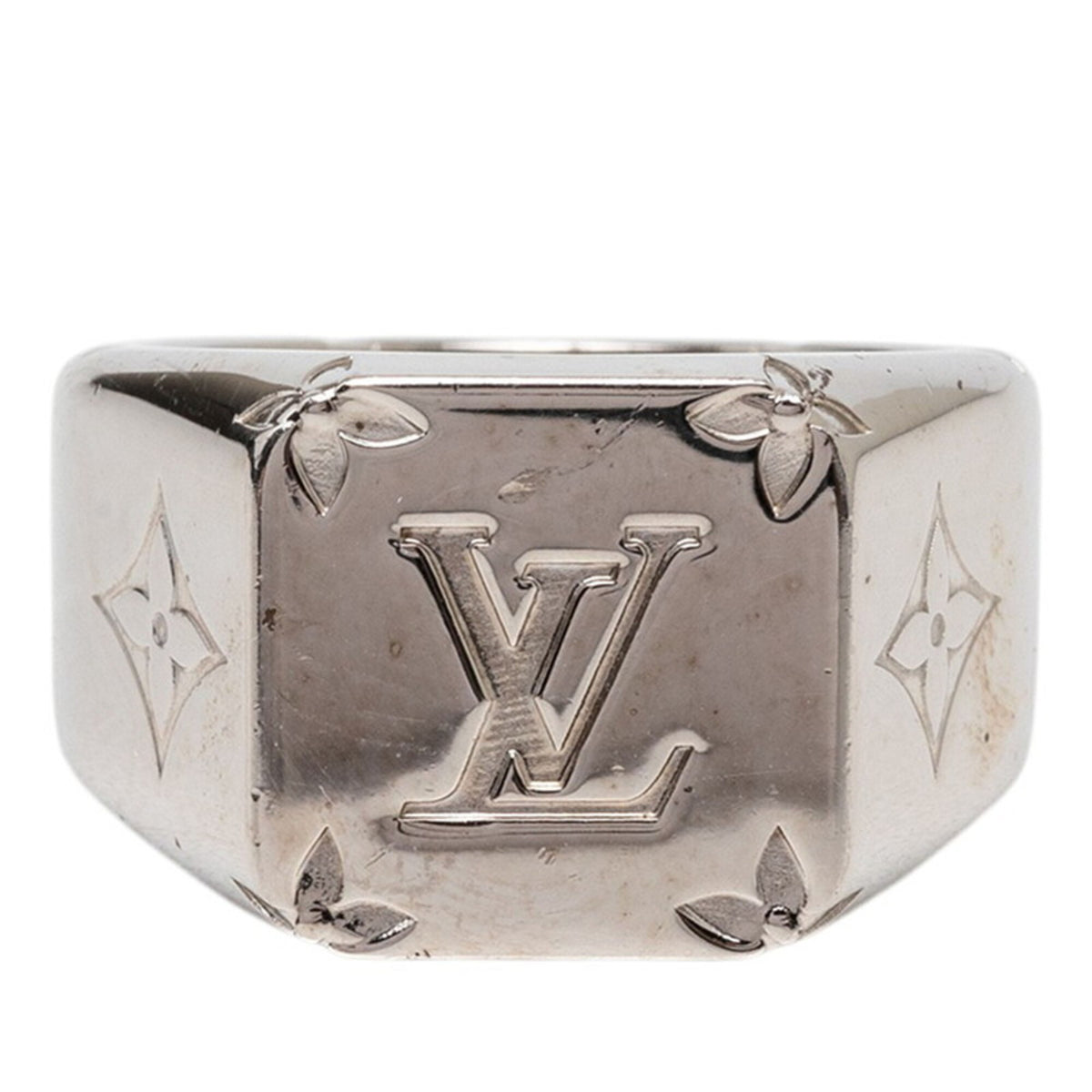 Louis Vuitton Silver Metal Band Ring (Pre-Owned)
