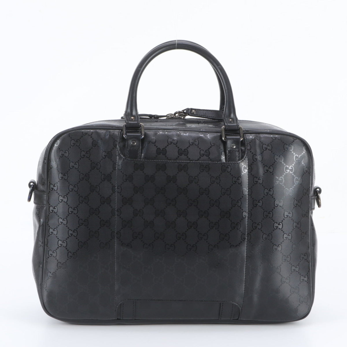 Gucci Black Leather Coated Canvas Briefcase (Pre-Owned)