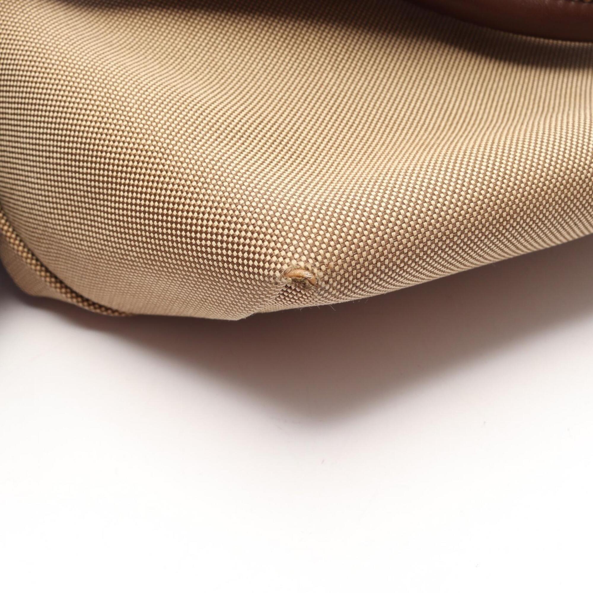 Prada Beige Brown Canvas Leather Handbag (Pre-Owned)
