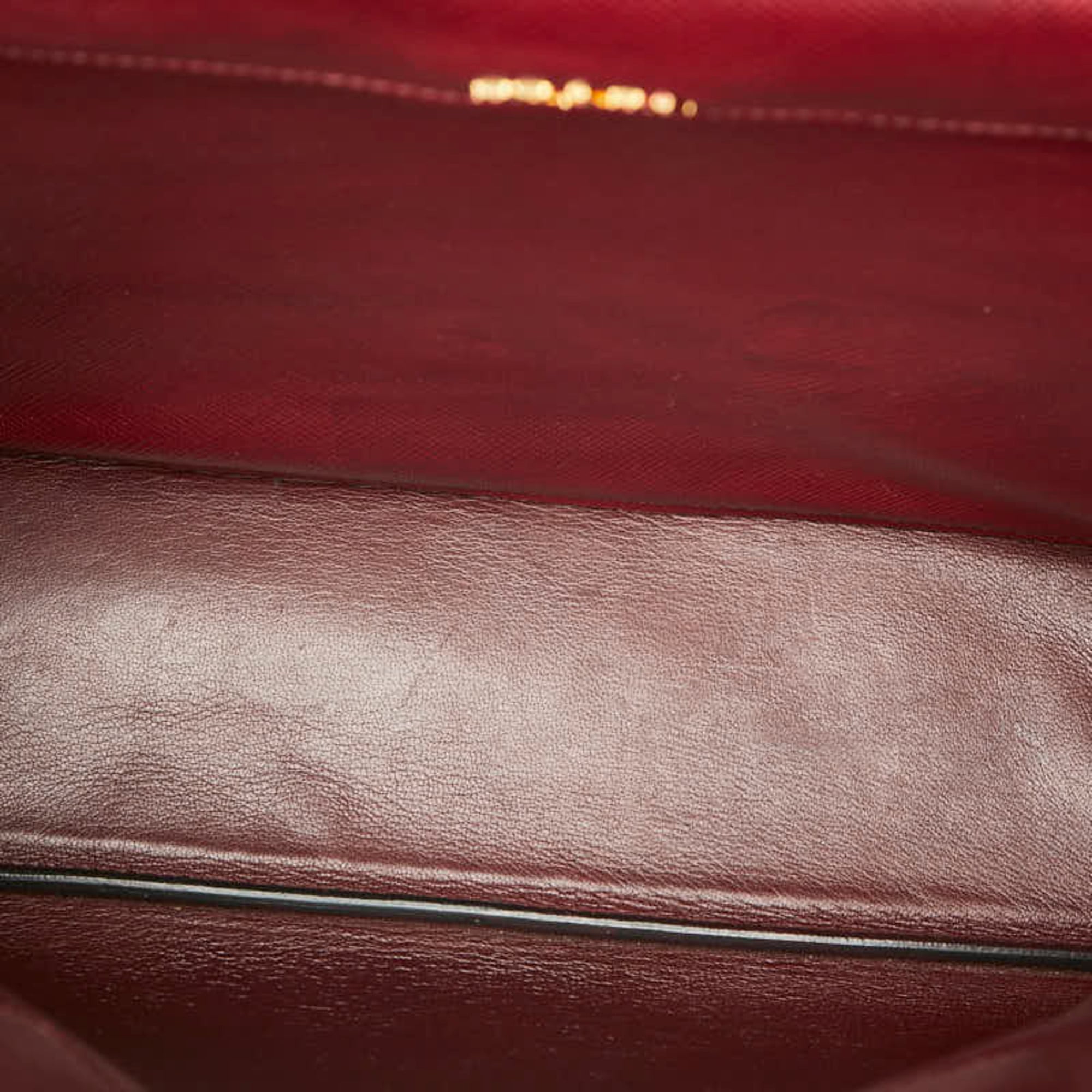 Prada Red Color Wine Leather Handbag Tote Bag (Pre-Owned)