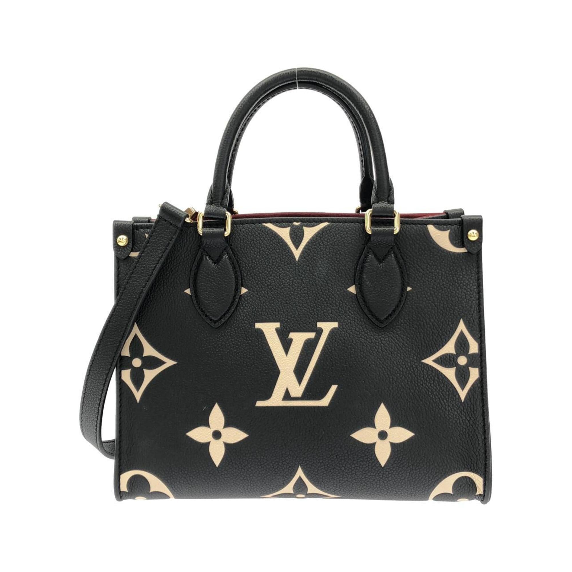 Louis Vuitton Beige Black Leather Handbag (Pre-Owned)