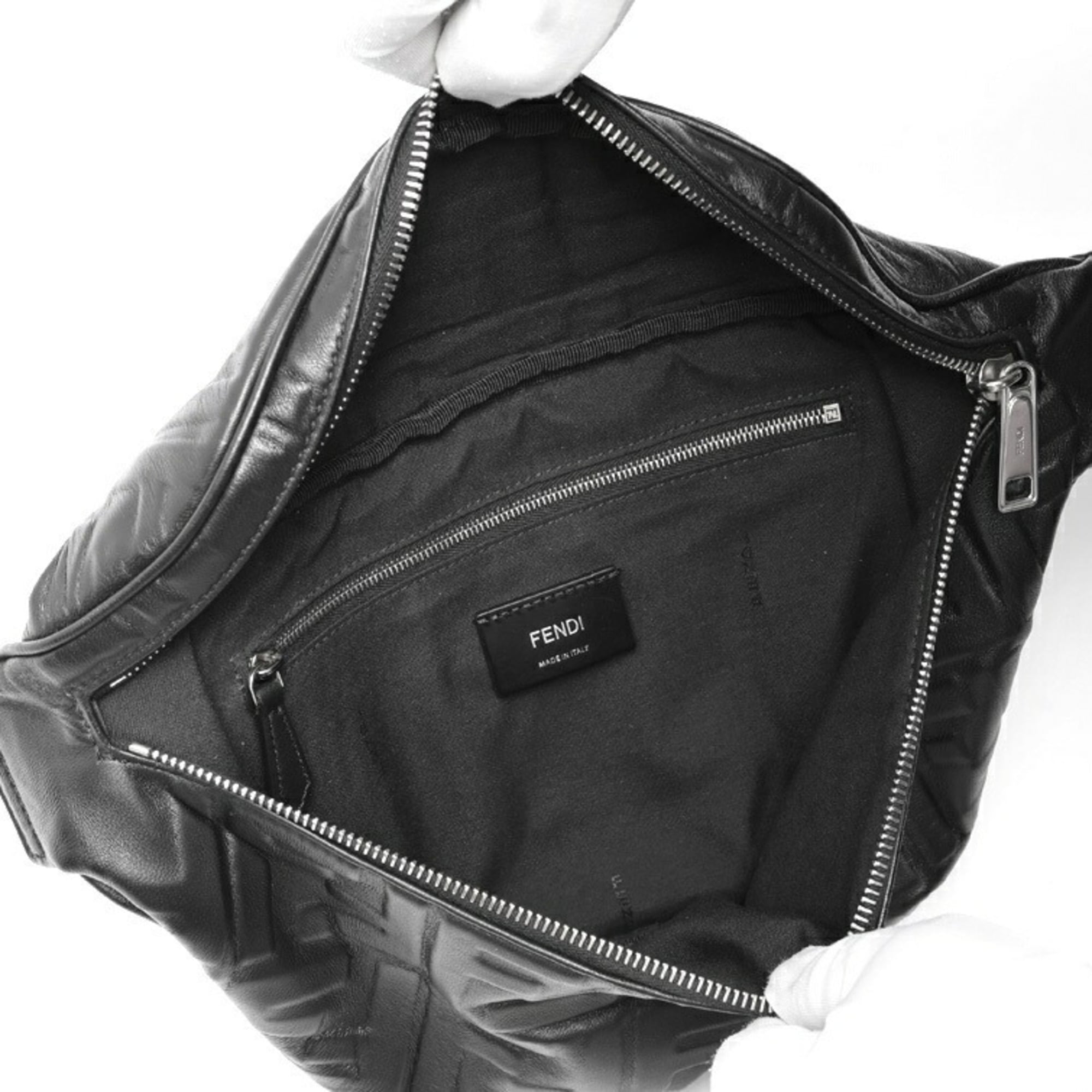 Fendi Black Leather Fanny Pack Sling Bag (Pre-Owned)