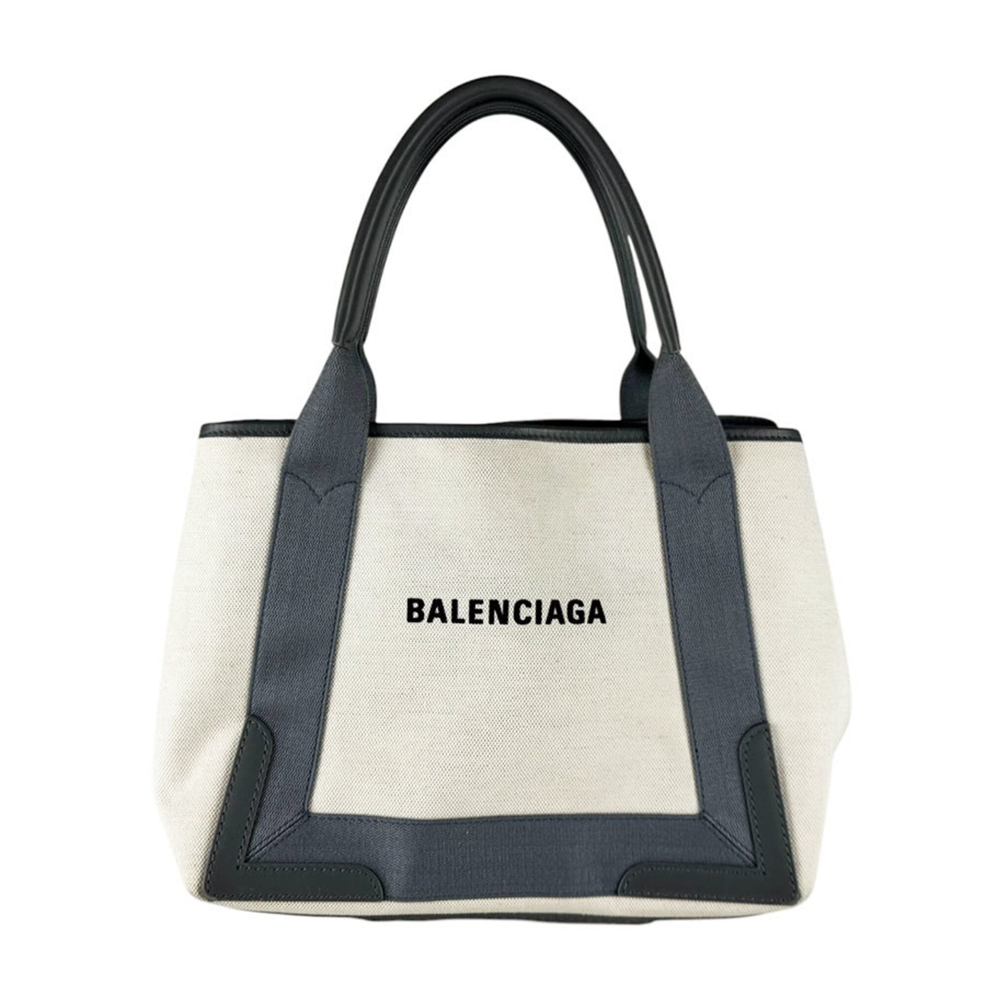 Balenciaga Gray Ivory Canvas Leather Handbag (Pre-Owned)