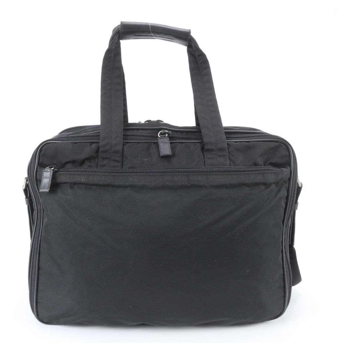 Prada Black Leather Nylon Boston Bag Shoulder Bag (Pre-Owned)