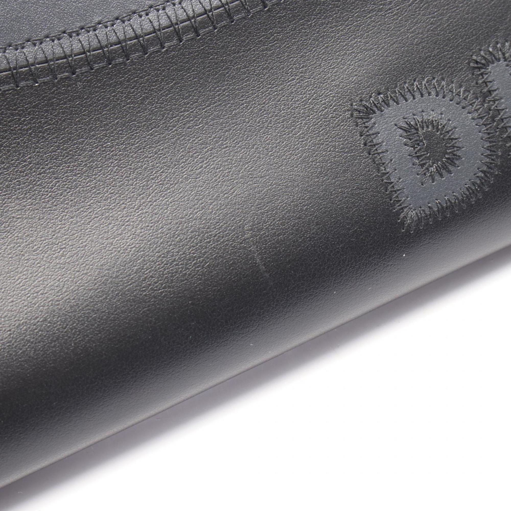 Christian Dior Black Gray Leather Long Wallet (Bi-Fold) (Pre-Owned)