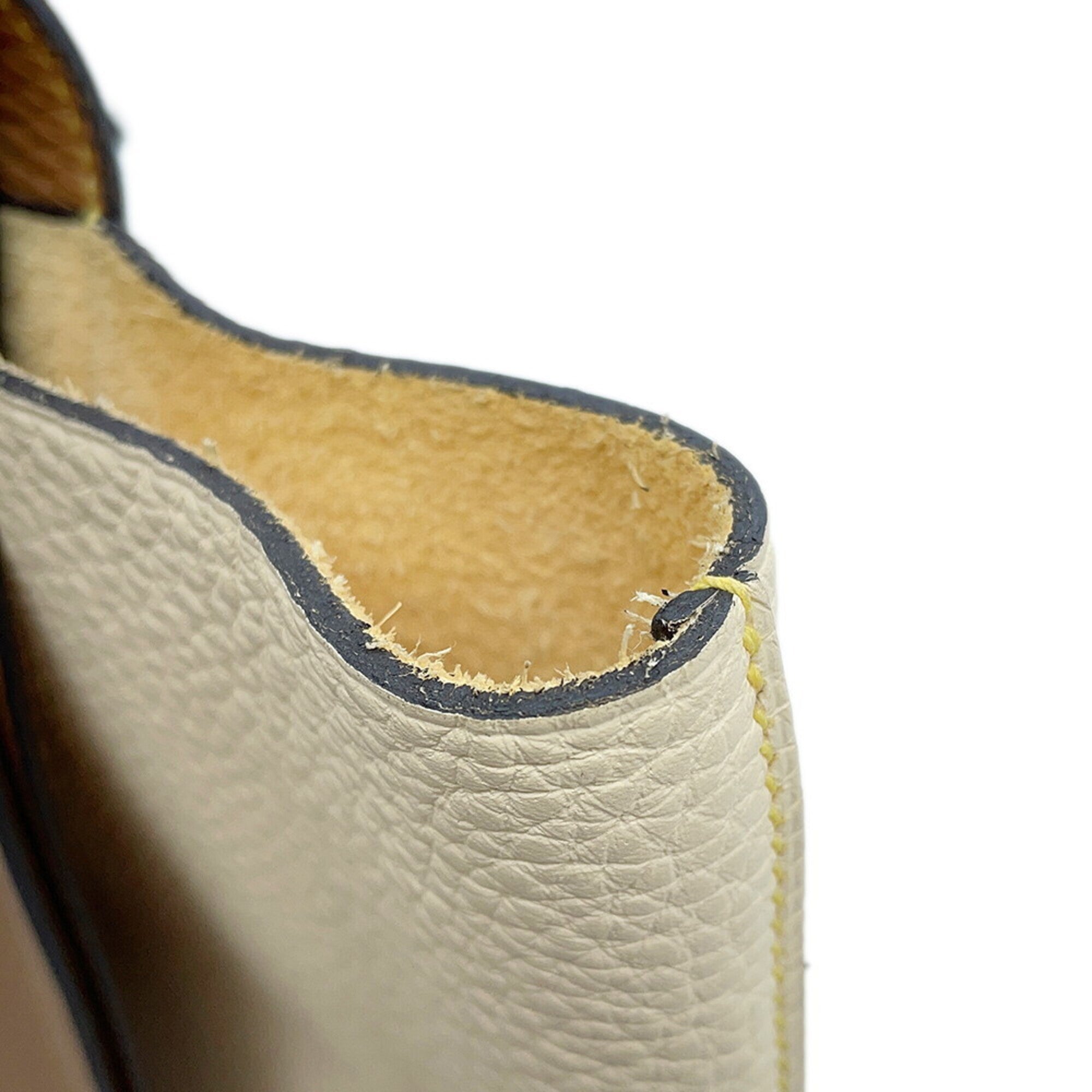 Hermes Ivory Taurillon Clemence Leather Handbag Tote Bag (Pre-Owned)