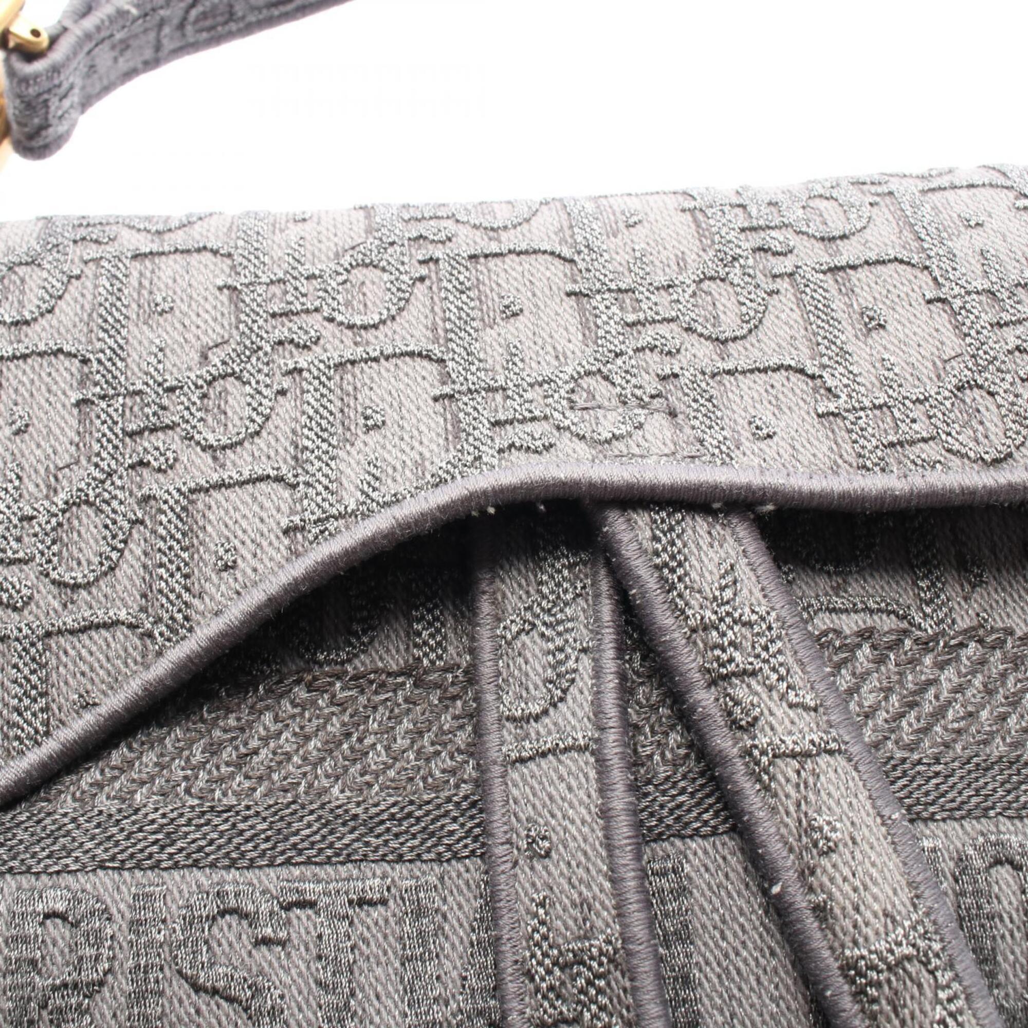 Christian Dior Gray Canvas Handbag Saddle Bag (Pre-Owned)