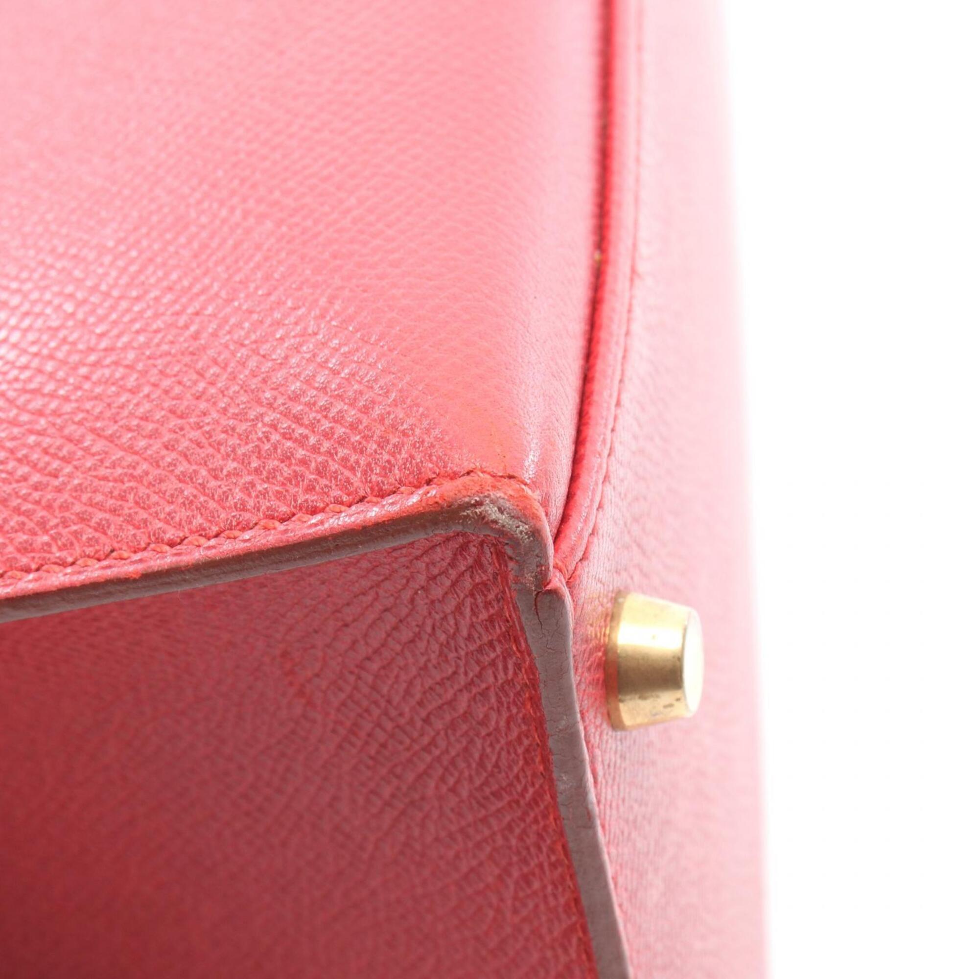 Hermes Red Color Courchevel Leather Handbag (Pre-Owned)